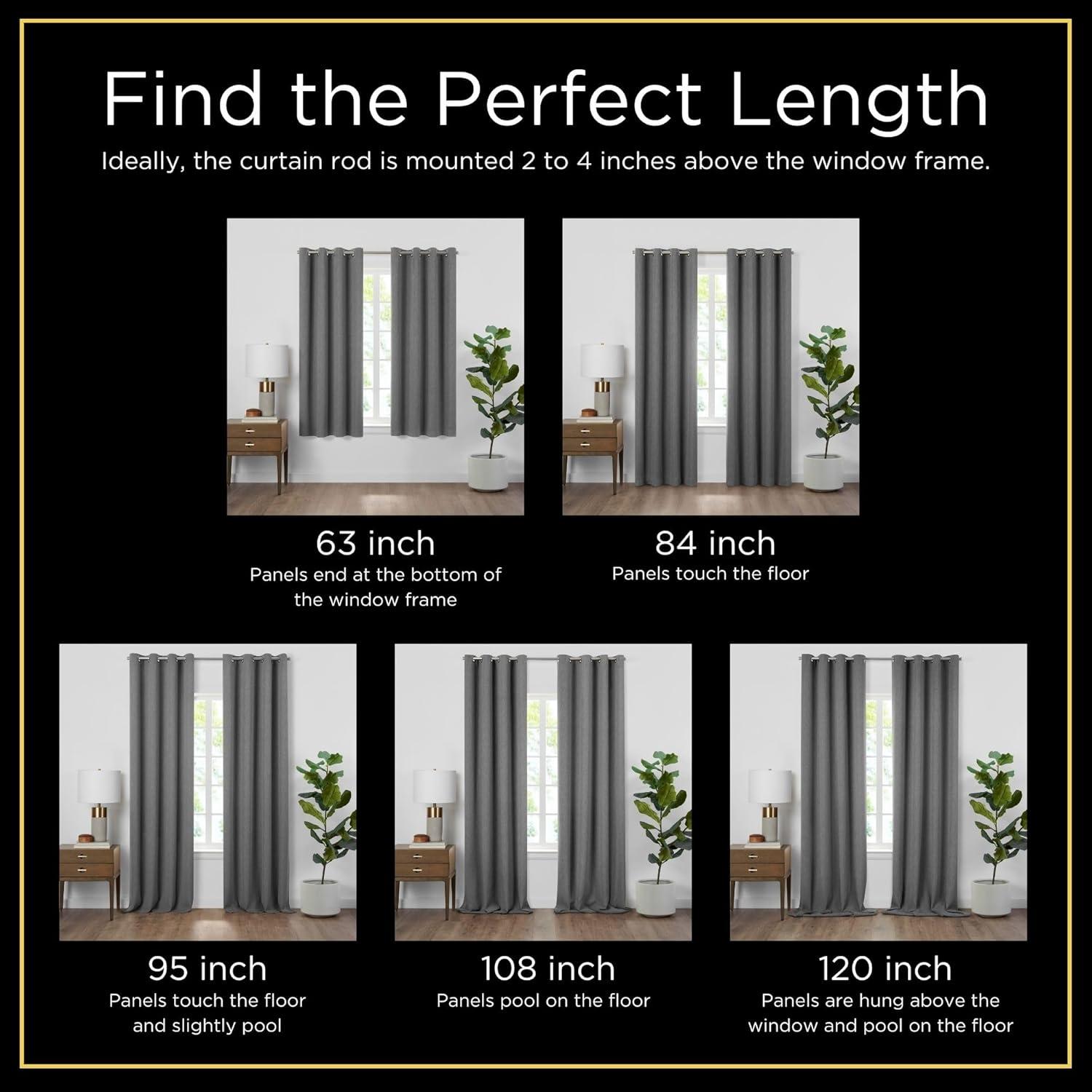 ECLIPSE Andover Solid Tripleweave Thermal Blackout Grommet Curtains for Bedroom (2 Panels), 42 in x 63 in, Black