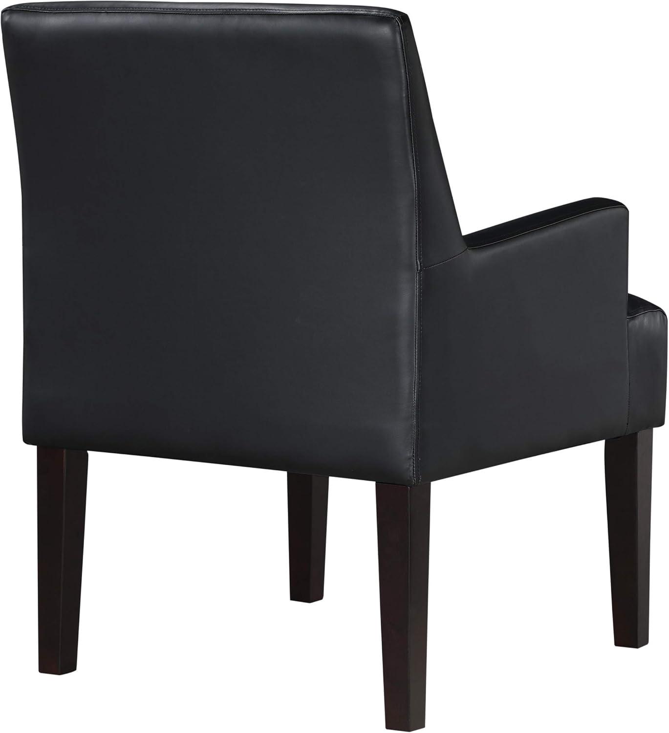 Black Faux Leather Accent Chair with Wood Legs