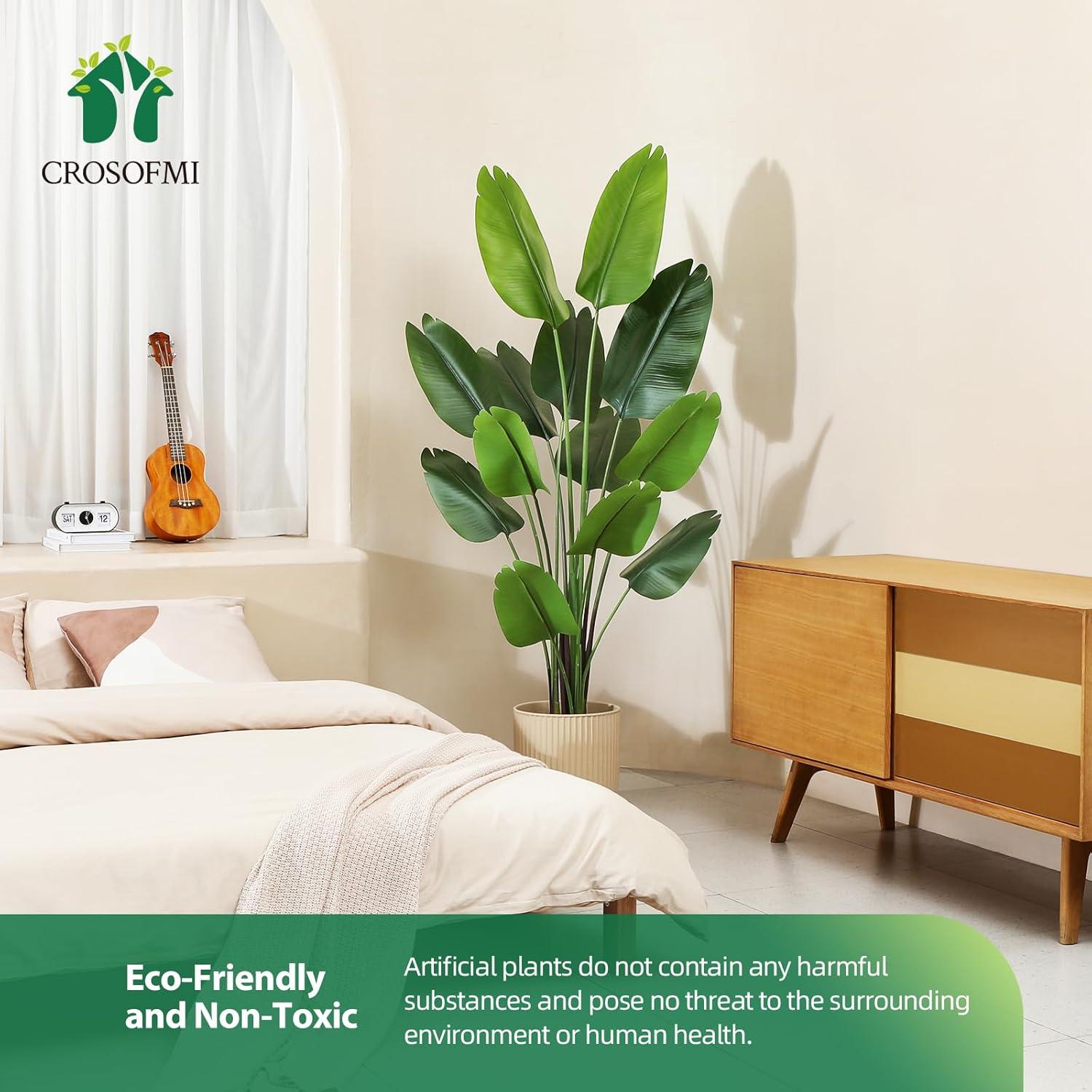 LINBONIO 6ft Artificial Tree Bird of Paradise Palm Tree Artificial Plant for Home Decor Indoor Outdoor Office