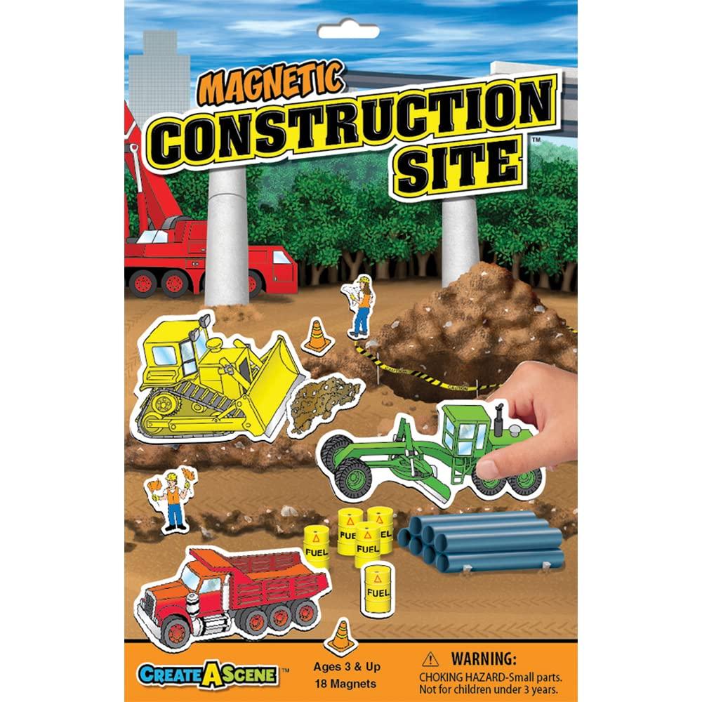 PlayMonster Create-A-Scene Magnetic Playset, Construction Site, Multicolor, Ages 3+, Playset