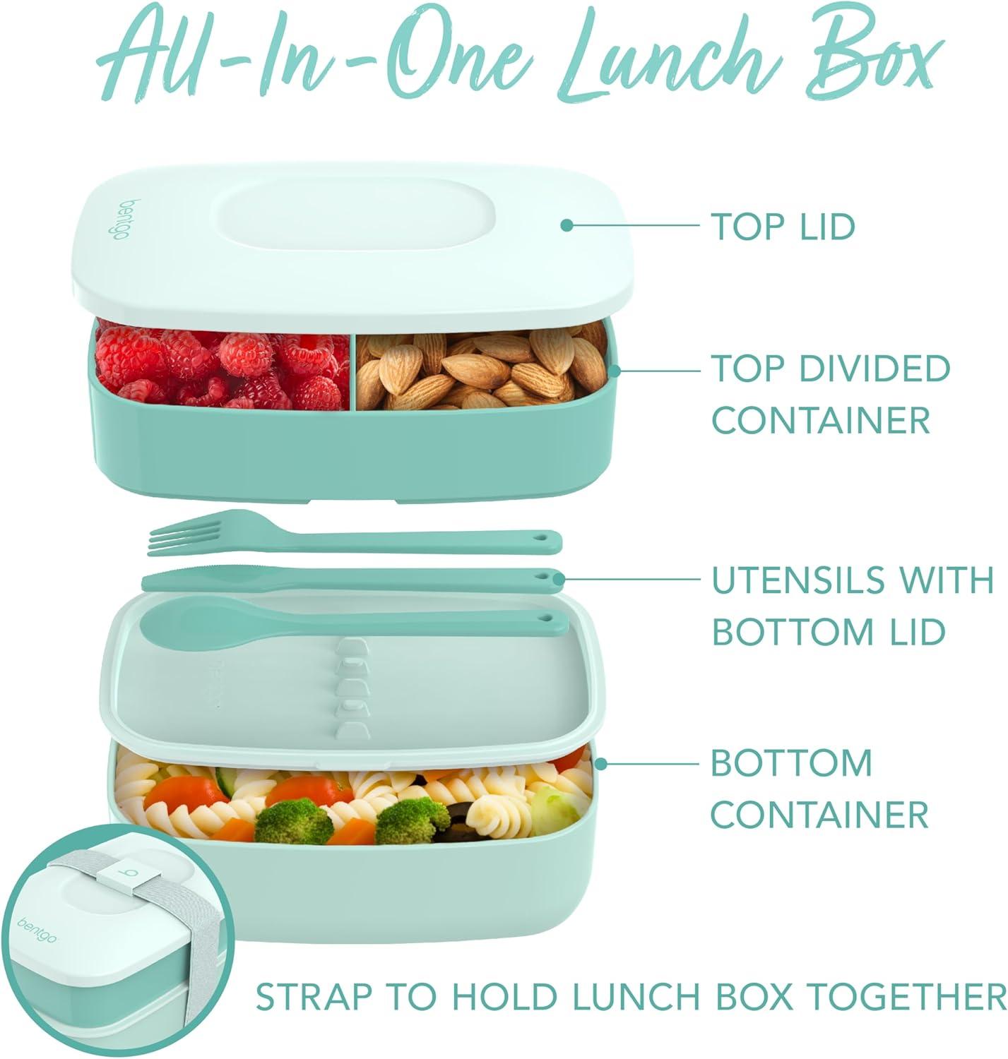 Bentgo Classic All-in-One Stackable Lunch Box Container with Built in Flatware