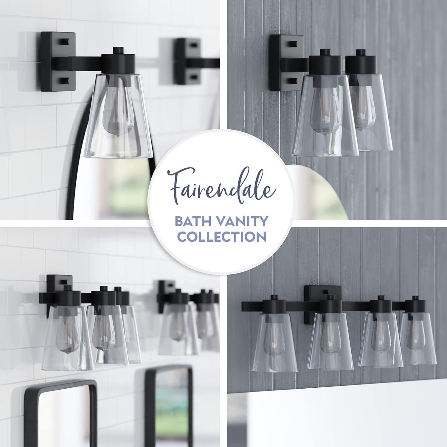Prominence Home Fairendale 2-Light Matte Black Bathroom Vanity Light with Clear Glass Shade