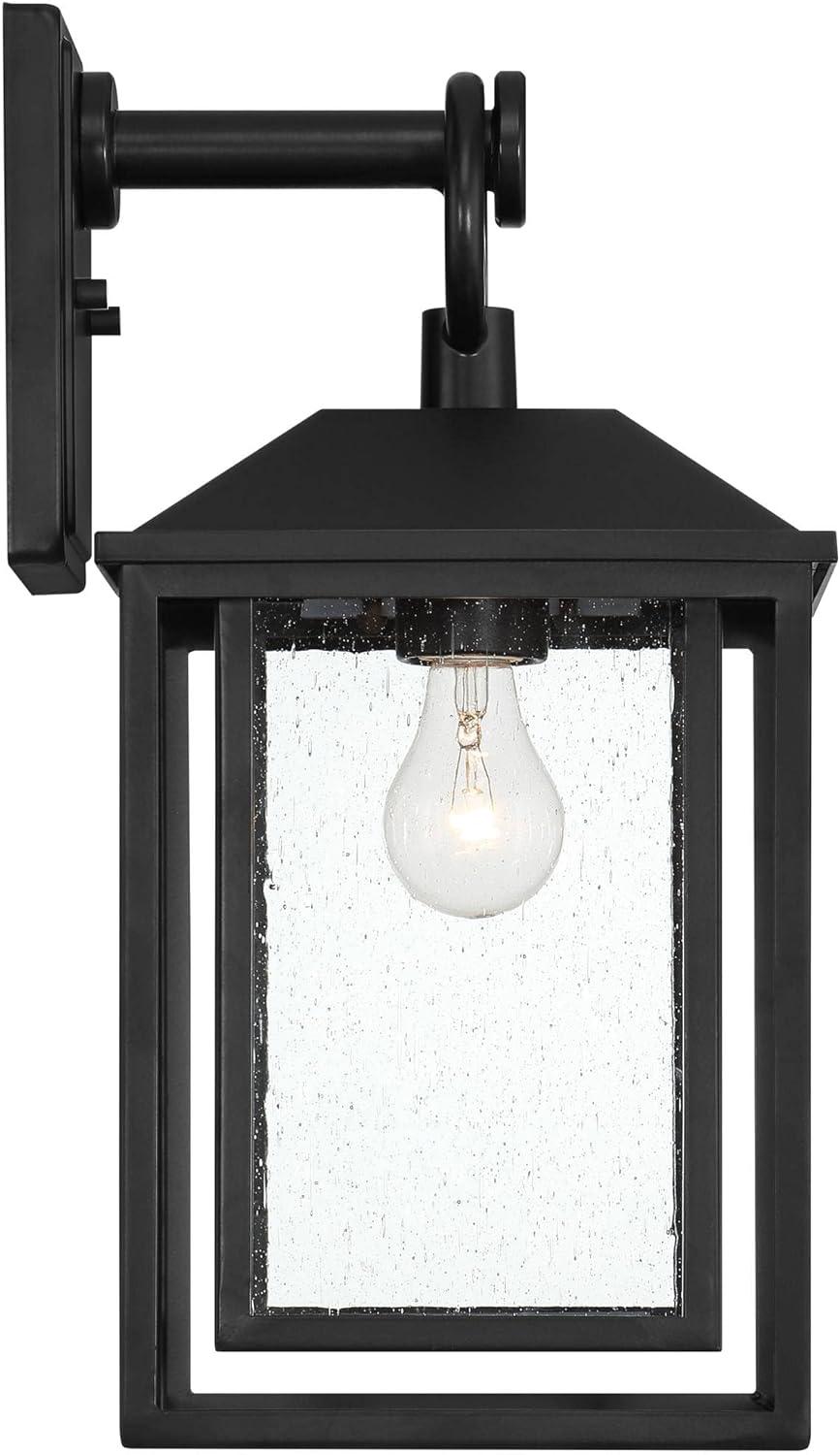 John Timberland Califa Mission Outdoor Wall Light Fixture Black Metal 18" Clear Seedy Glass for Post Exterior Barn Deck House Porch Yard Patio Home