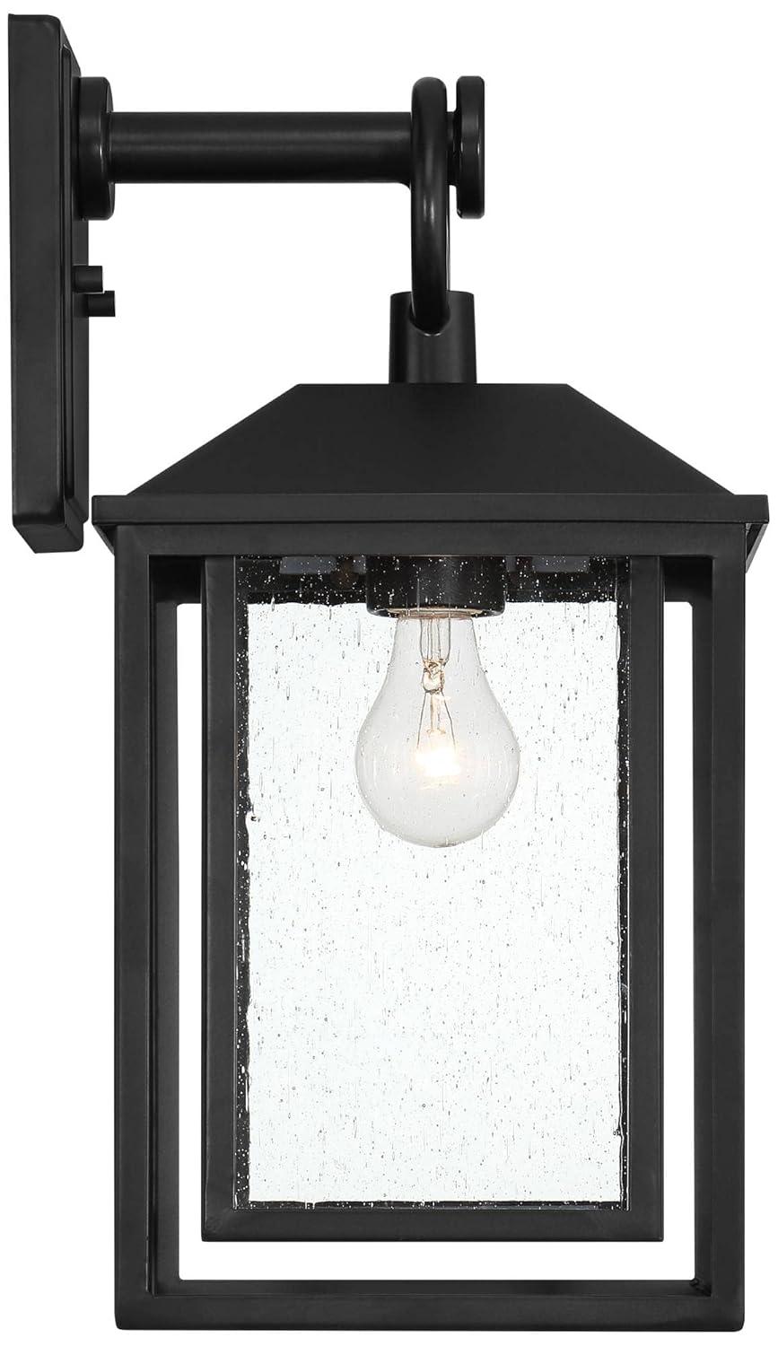 John Timberland Califa Mission Outdoor Wall Light Fixture Black Metal 18" Clear Seedy Glass for Post Exterior Barn Deck House Porch Yard Patio Home