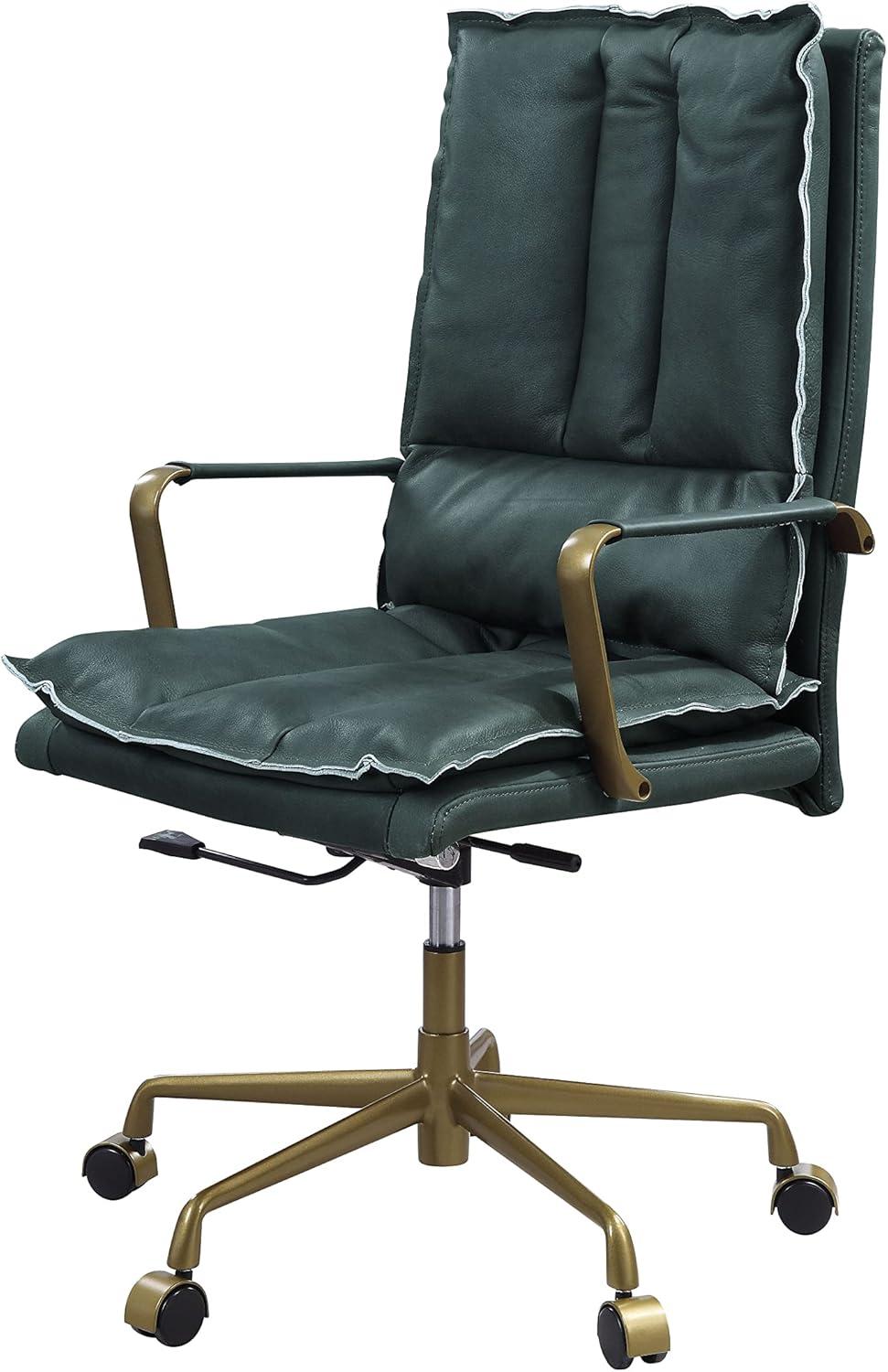 Luxurious Dark Green Top Grain Leather Executive Swivel Chair