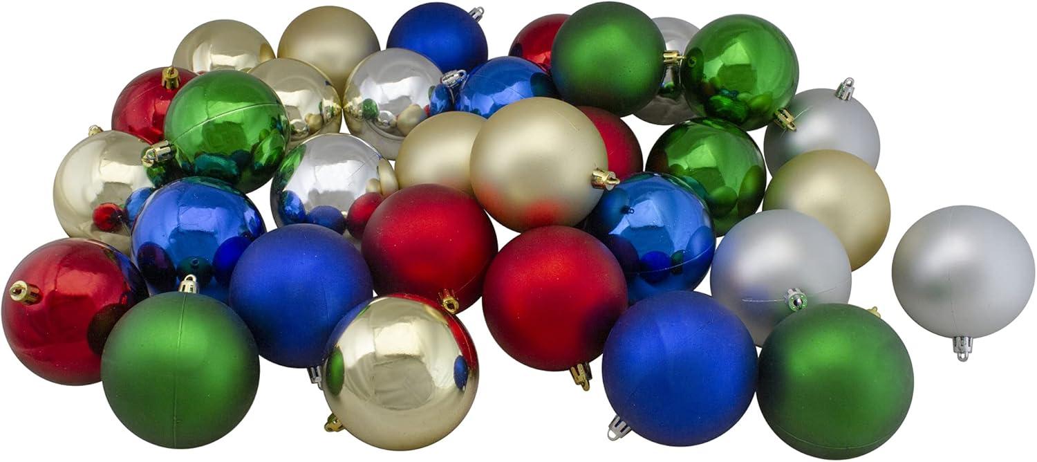 Multi-Color Shatterproof Plastic Christmas Ball Ornament Set