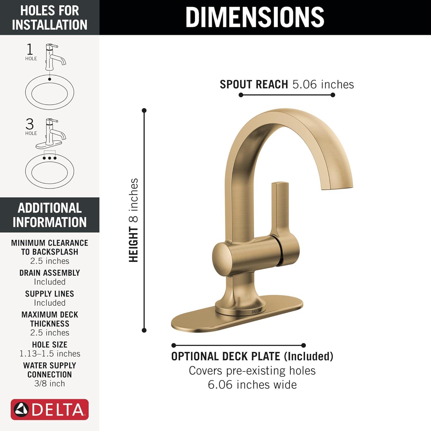 Albion Brushed Gold Single Handle Bathroom Faucet