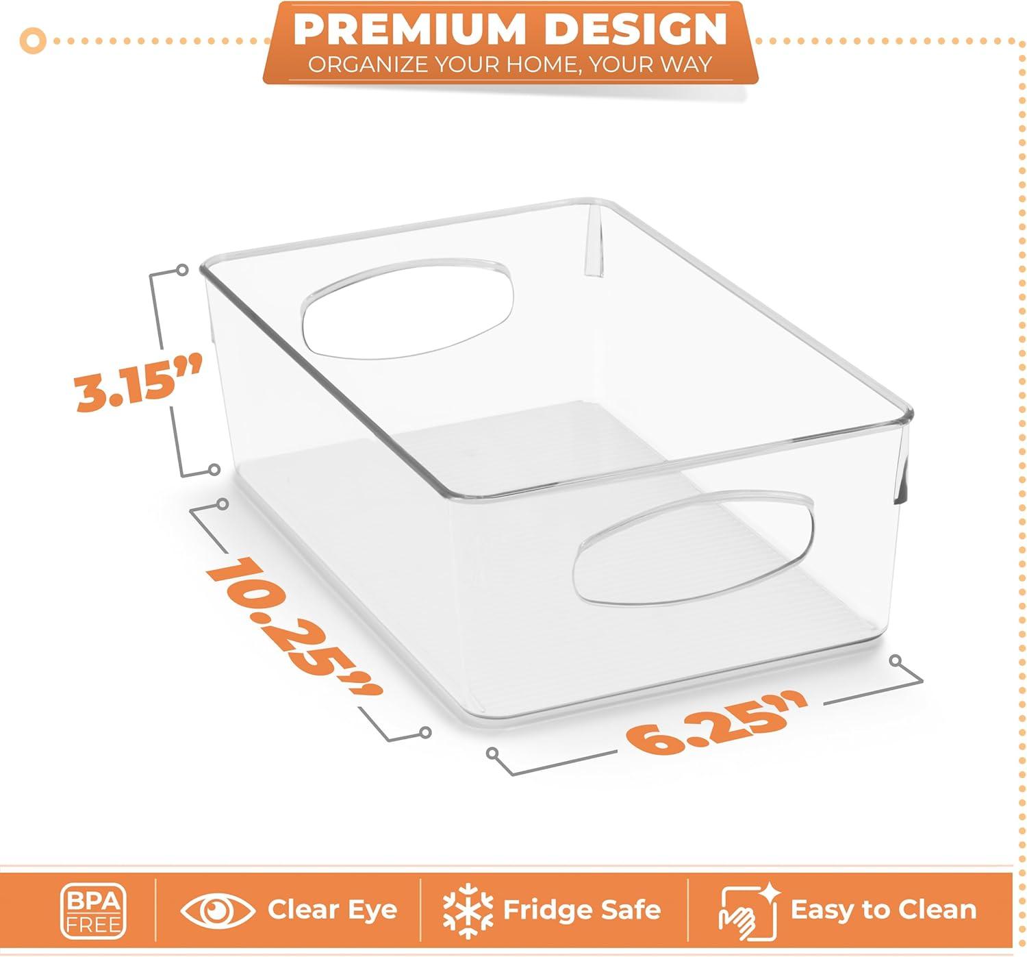 Sorbus Sorbus 10 Pack Narrow Clear Plastic Storage Bins with Handles for Shelves
