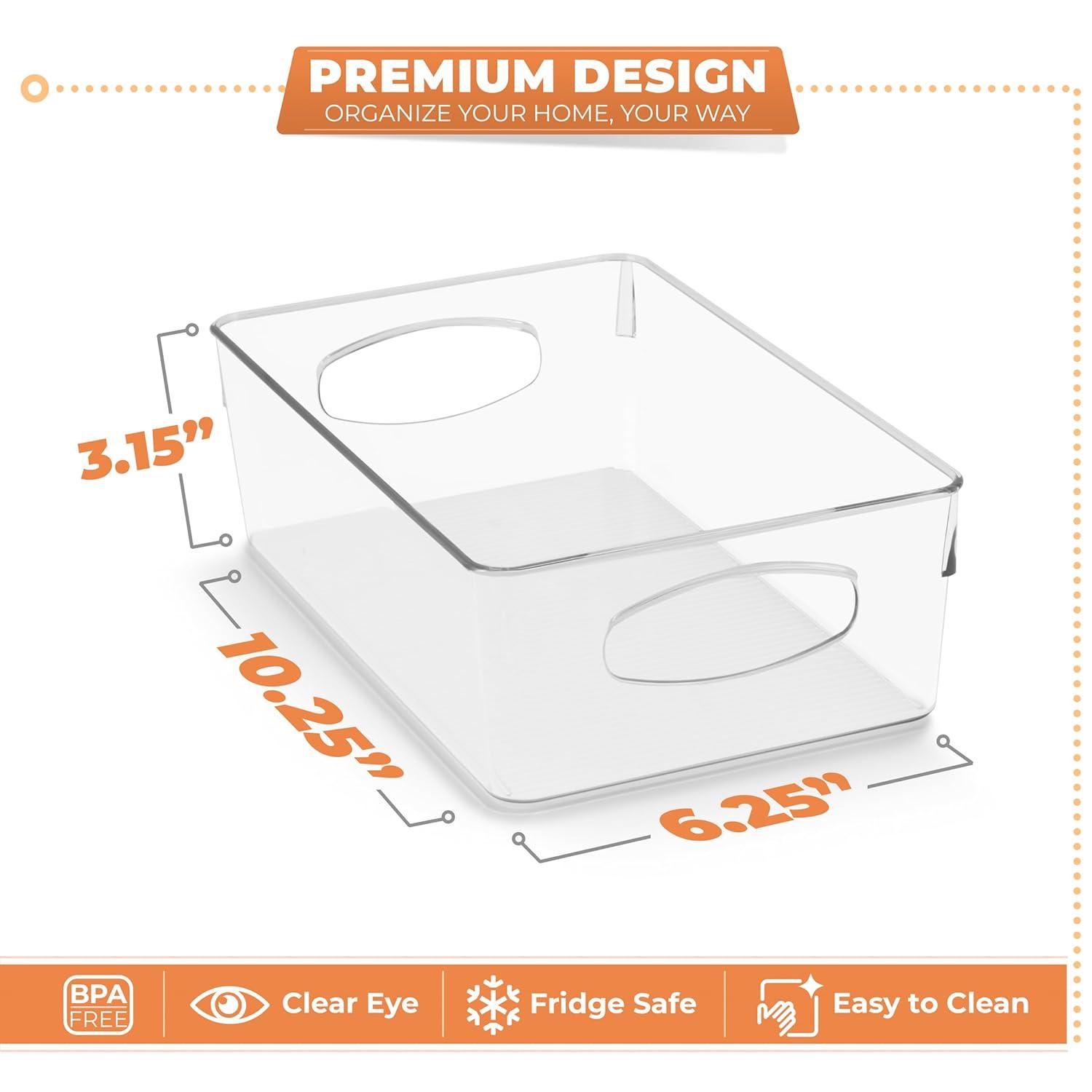 Sorbus Sorbus 10 Pack Narrow Clear Plastic Storage Bins with Handles for Shelves
