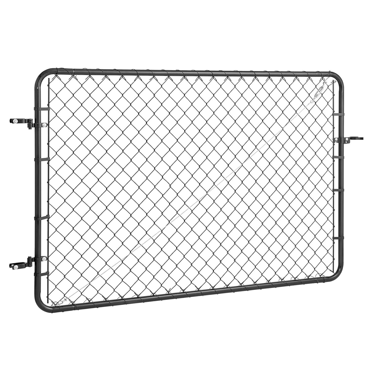 VEVOR Chain Link Fence Gate, 72 x 48 in, Adjustable Chain Link Fence Panel, Fit 2.2-6 ft (W) x 6 ft (H) Garden Fence Gate Opening, Fencing Gate with Plastic Coating, for Farm Black, Posts Not Included