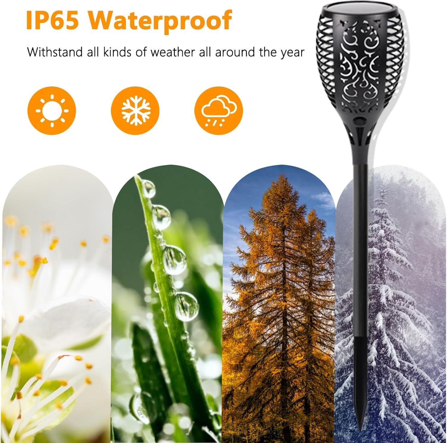 Upgraded Solar Lights Outdoor, 6 Pack Flickering Flame Solar Torch Lights with Super Larger Size for Halloween Decor, Solar Halloween Lights Waterproof Solar Powered Outdoor Lights for Garden Pathway