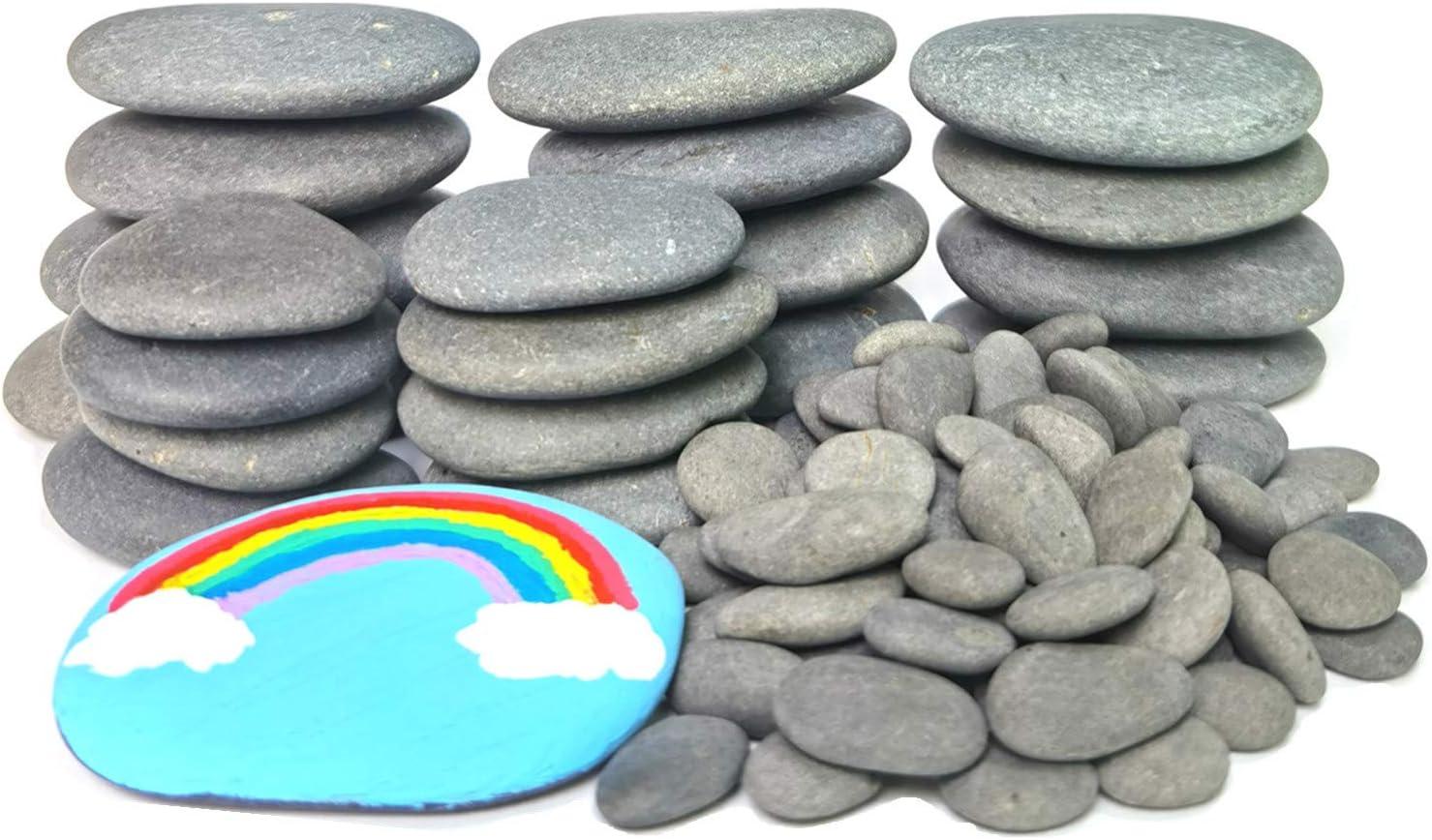 CYLHCM 120 PCS Rocks for Painting, Medium/Small/Tiny Rocks for Painting, Flat DIY Painting Rocks with 30PCS Wiggle Googly Eyes, Smooth Kindness Rocks for Crafts, Arts,Decoration,Hand Picked Stones