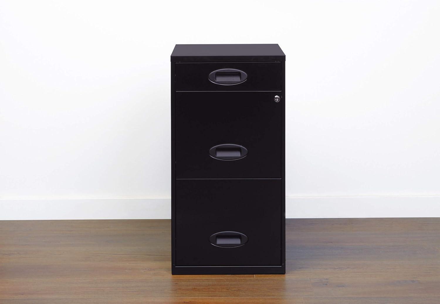 Space Solutions 3 Drawer Letter Width Vertical File Cabinet with Pencil Drawer, Black