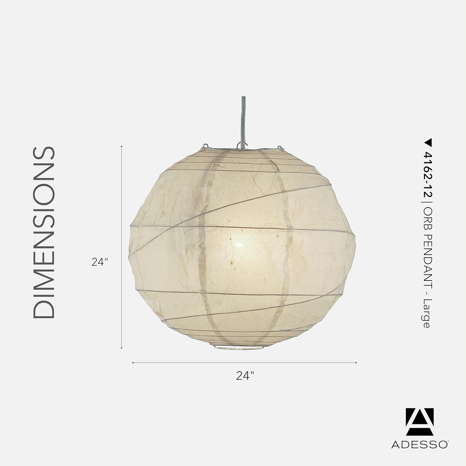 Large Orb Pendant Natural - Adesso: ETL Listed, 4-Socket Ceiling Fixture, Adjustable Height, Modern Style