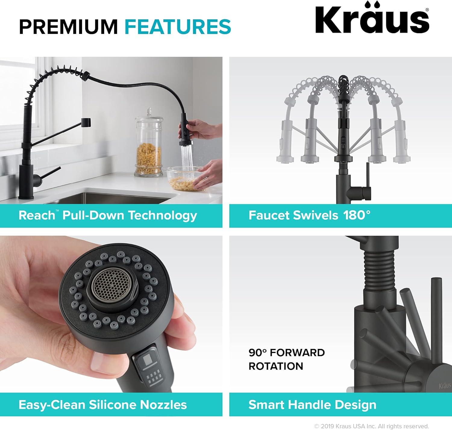 KRAUS Bolden Commercial Style 2-Function Single Handle Pull Down Kitchen Faucet