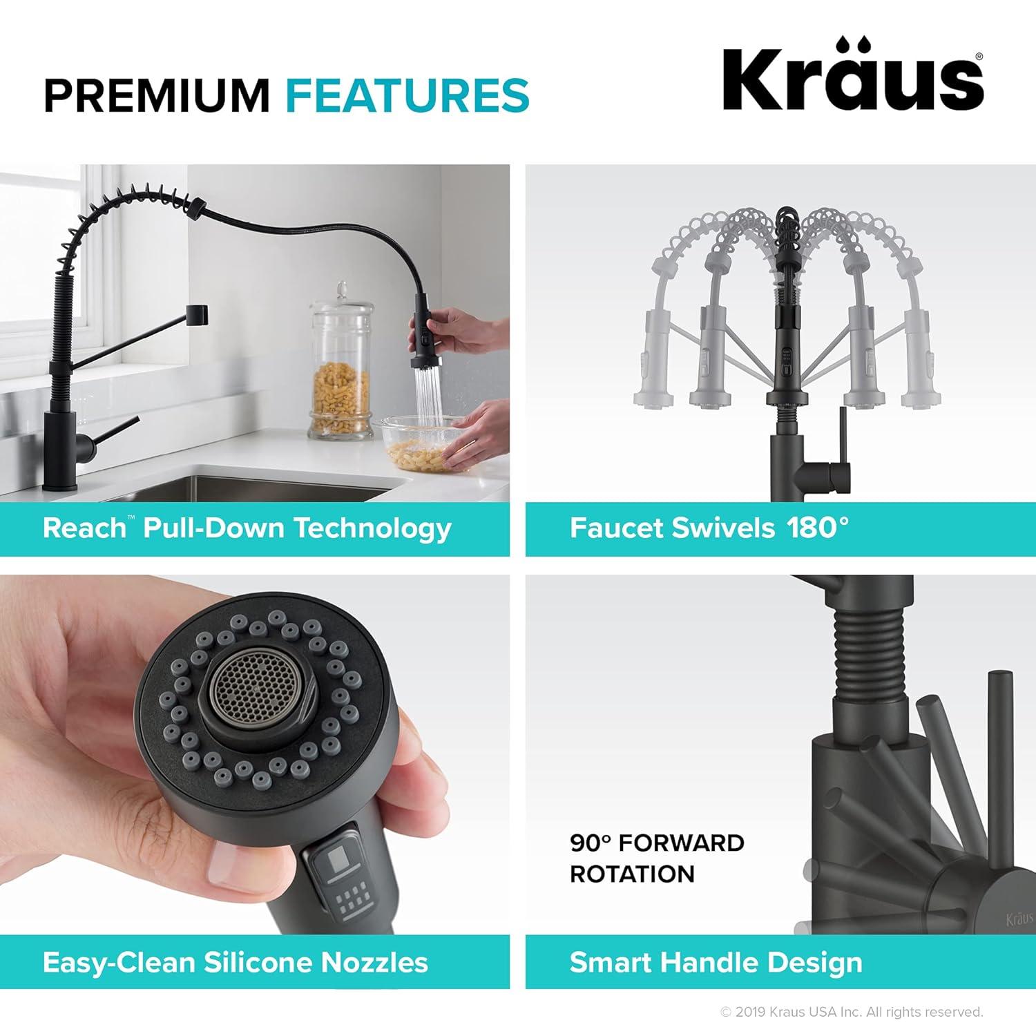 KRAUS Bolden Commercial Style 2-Function Single Handle Pull Down Kitchen Faucet