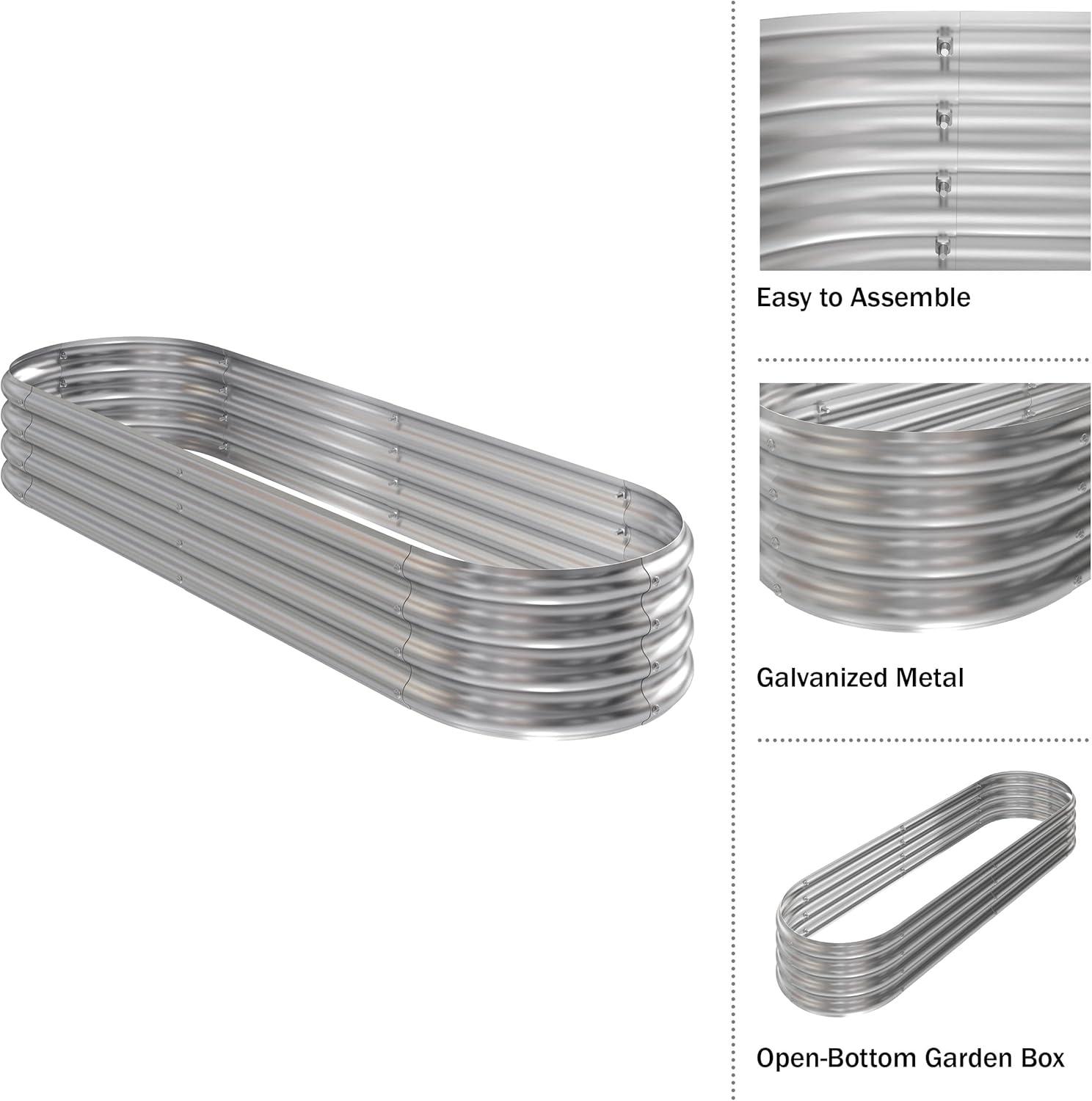 Galvanized Raised Garden Bed - 82x35x11in Planter Box with Open Bottom and Anti-Rust Coating - Easy-to-Assemble Elevated Flower Bed by Home-Complete