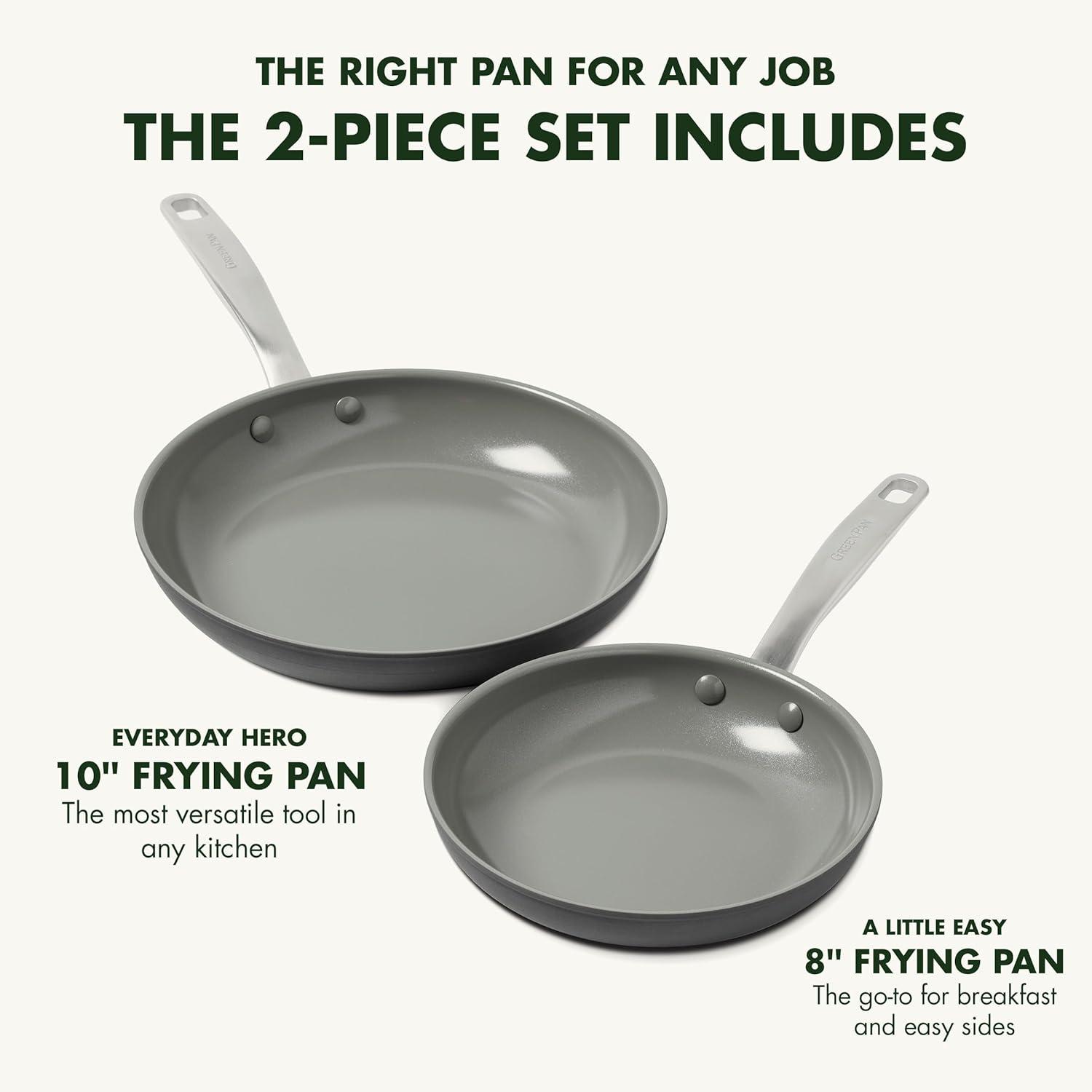 Gray Aluminum Ceramic Nonstick 2-Piece Frying Pan Set