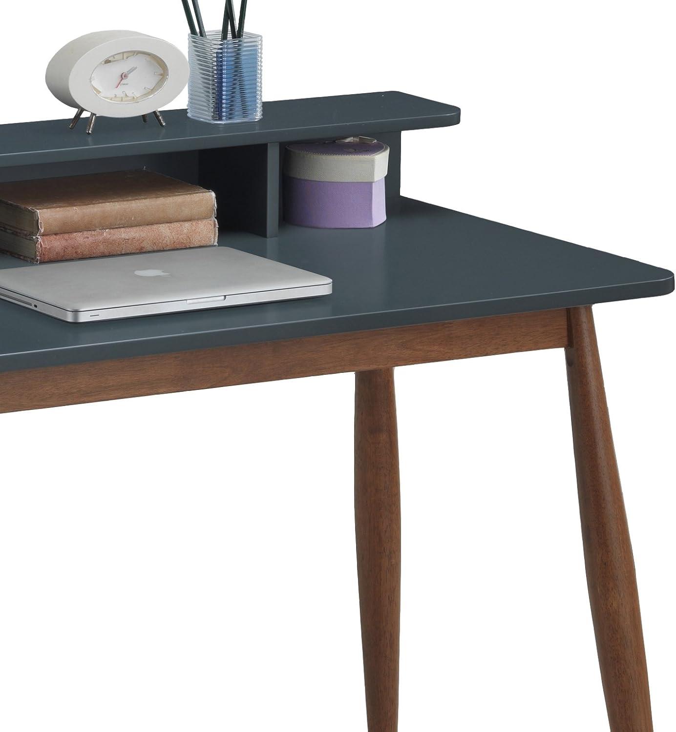 Roundhill Furniture Roskilde Storage Wood Office Desk, Gray Blue