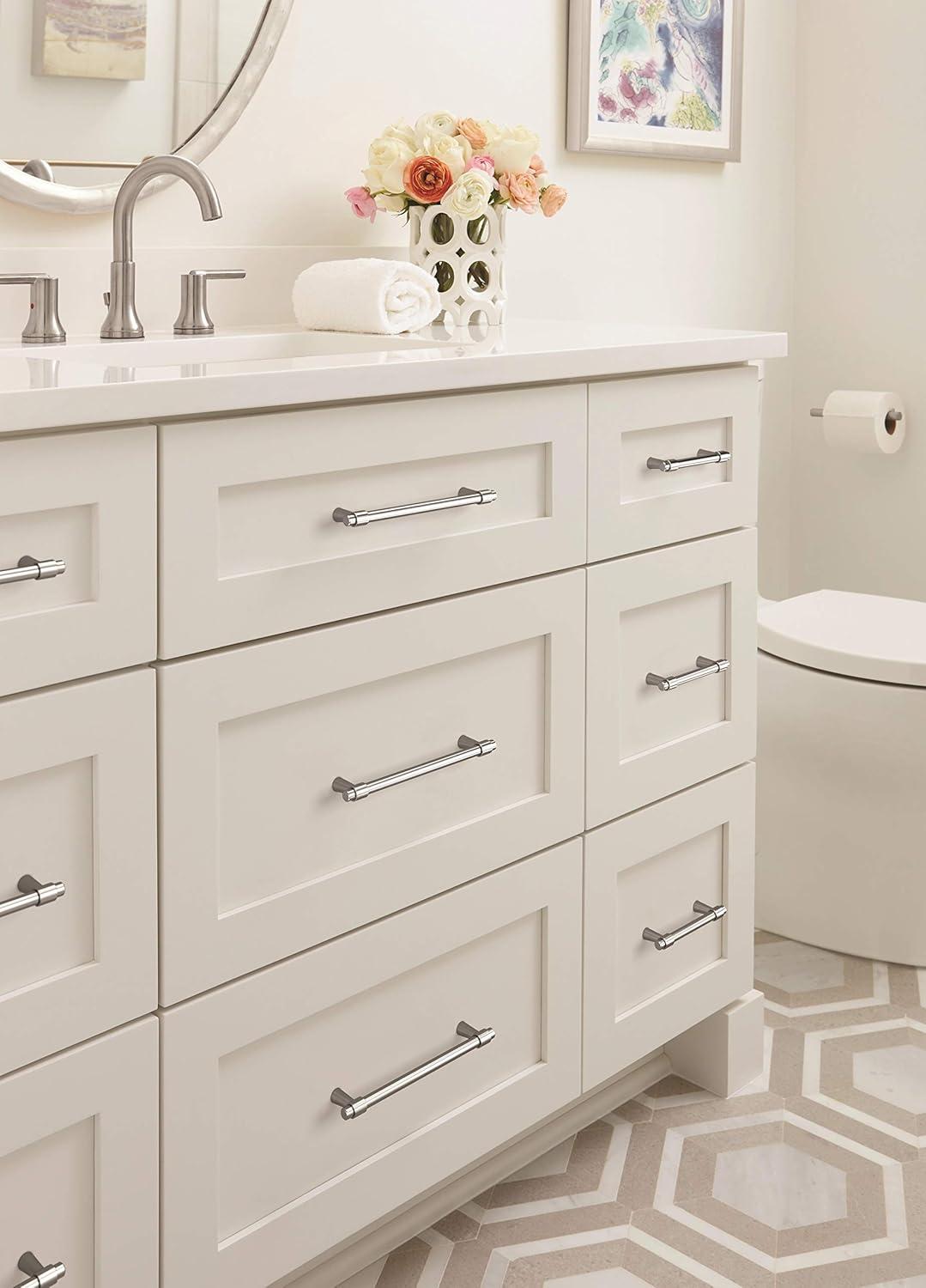 Amerock Destine 3-3/4 inch (96mm) Center-to-Center Polished Chrome Cabinet Pull