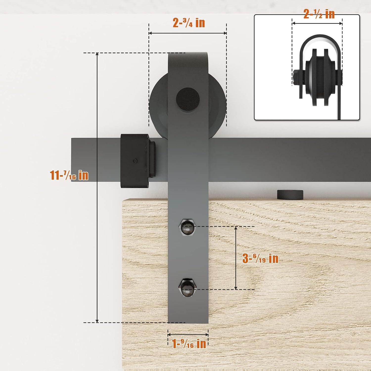 CCJH 6.6Ft Sliding Barn Door Hardware Kit 39.6" Wide for Closet Black Carbon Steel I Shape