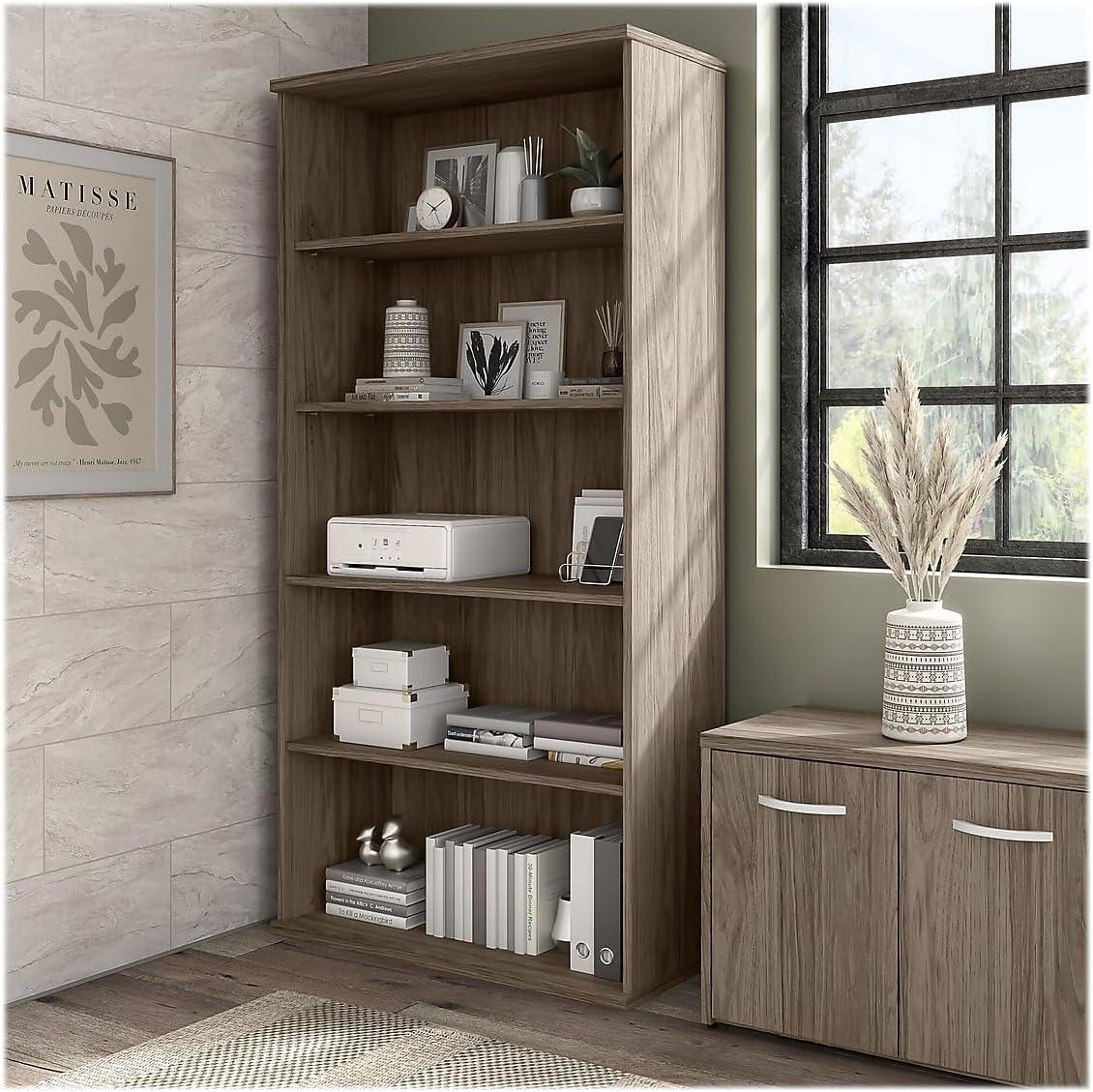 Bush Business Furniture Hybrid Tall 5 Shelf Bookcase