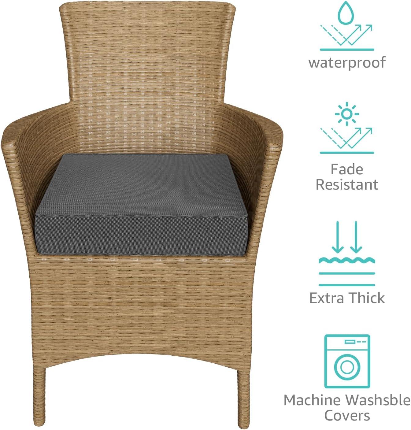 YENING 24x24 Memory Foam Outdoor Chair Cushions Waterproof 4 Inch Extra Thick Patio Seat Pads for Furniture Grey Set of 2