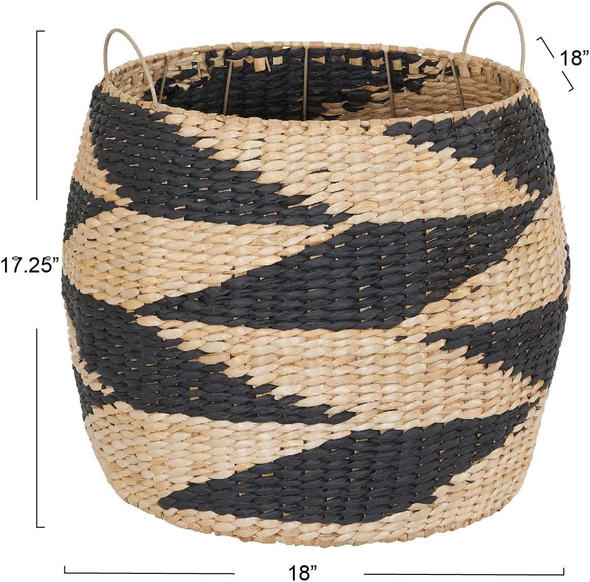 Chic Zig Zag Two-Tone Wicker Round Storage Basket