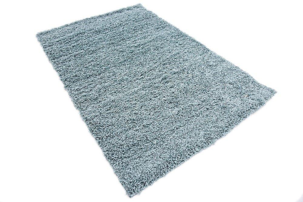 Unique Loom 4' 1 x 6' 1 Solid Shag Light Slate Blue Area Rug