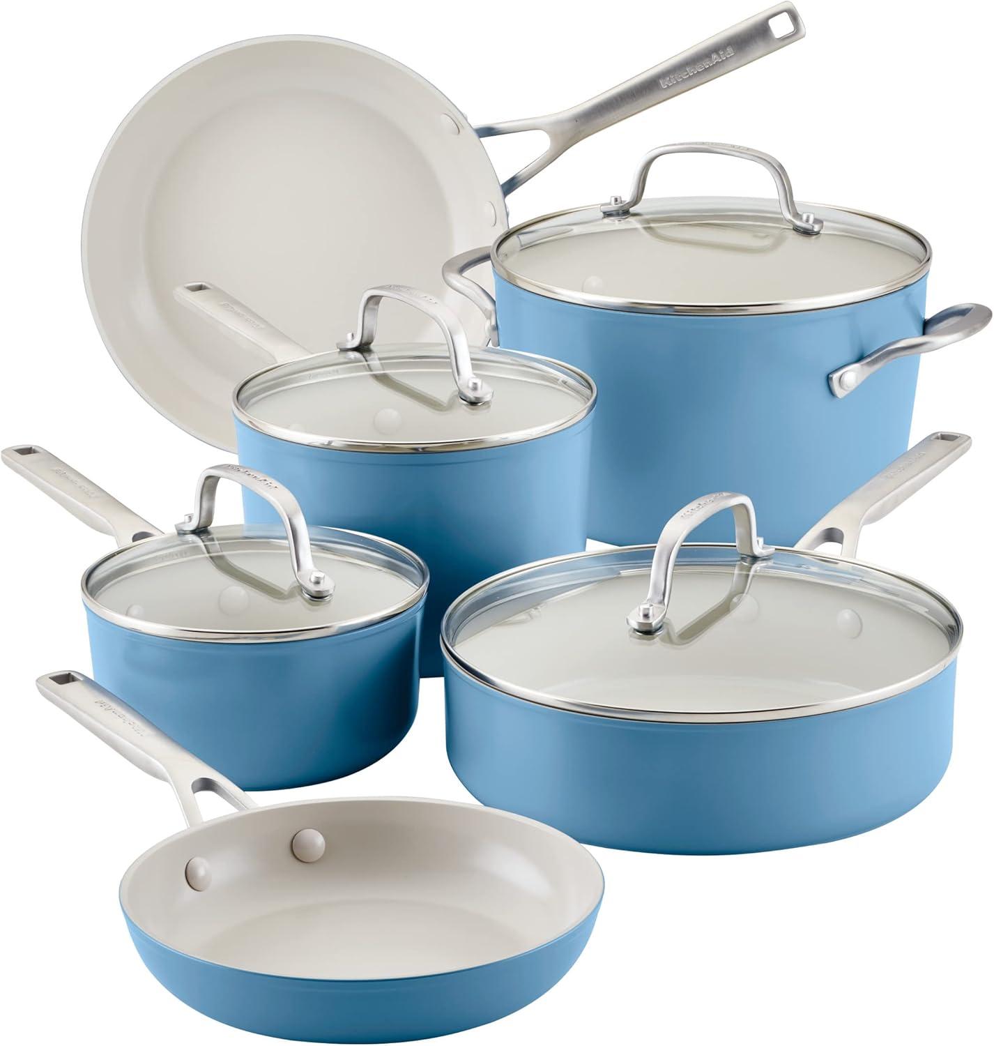 KitchenAid ® Blue Velvet Hard-Anodized Ceramic Non-Stick 10-Piece Cookware Set