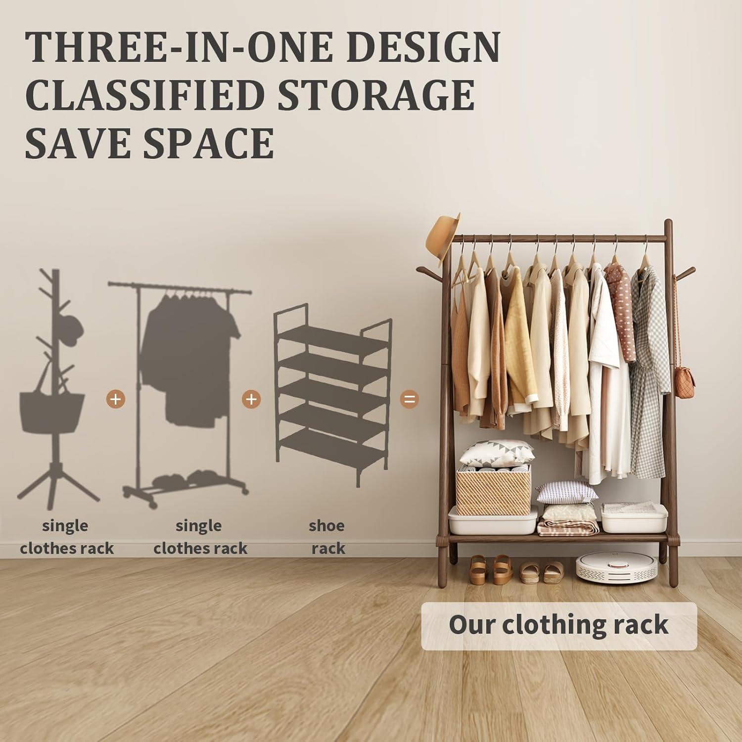 Clothes Rack,Clothing Rack with Shelf and Hook, Sturdy and Portable,Garment Rack