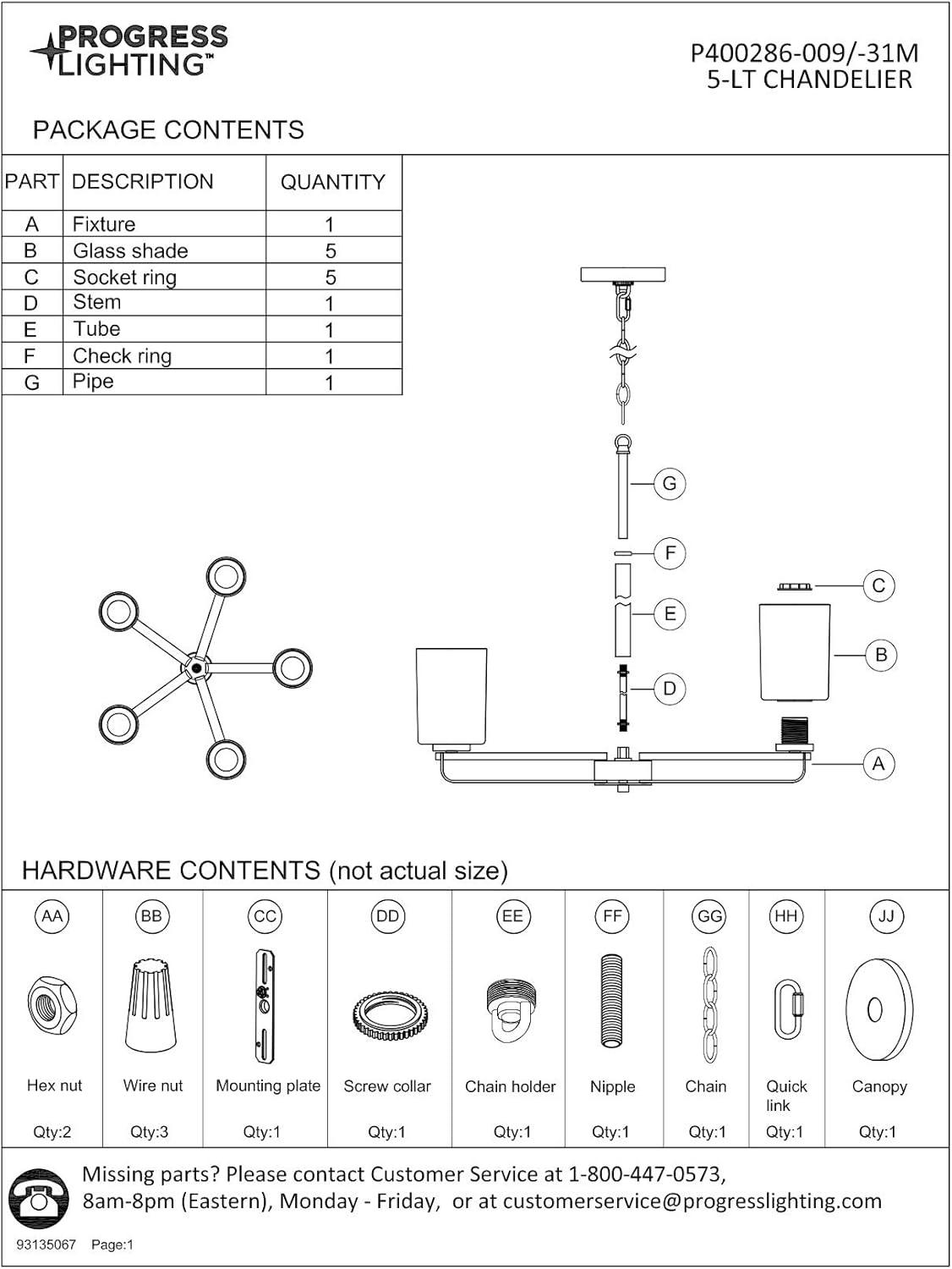 League Collection Five-Light Brushed Nickel and Etched Glass Modern Farmhouse Chandelier Light