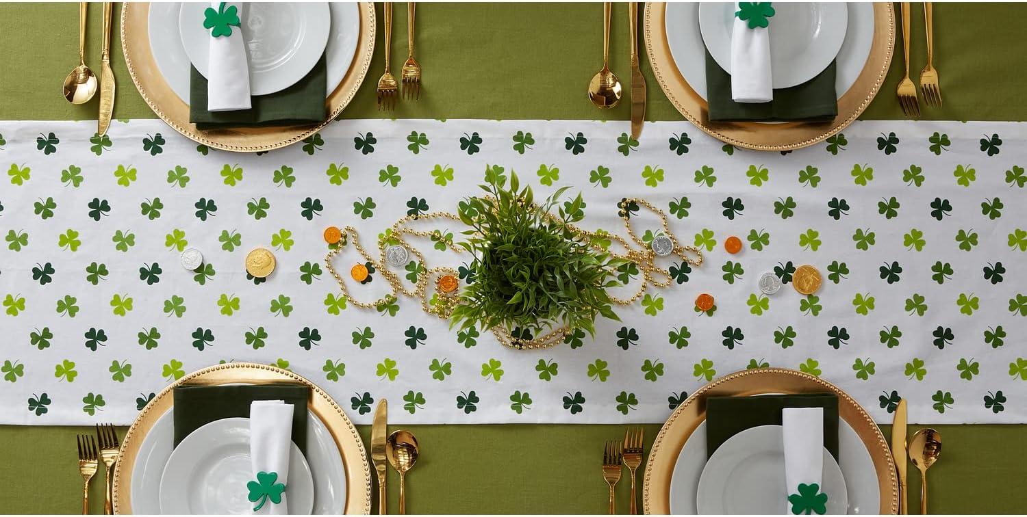 Shamrock Print Cotton Polyester Table Runner 14x108"