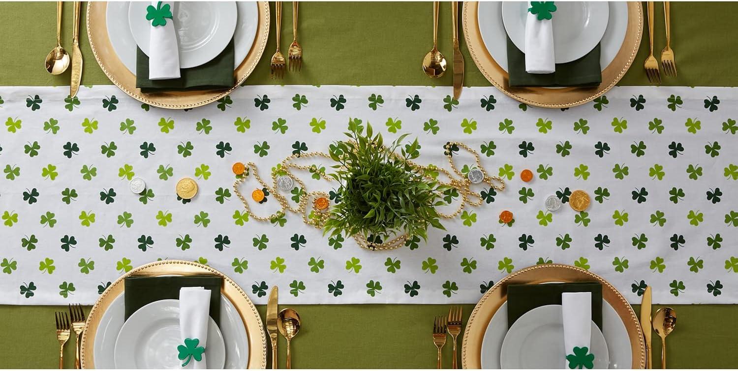 Shamrock Print Cotton Polyester Table Runner 14x108"