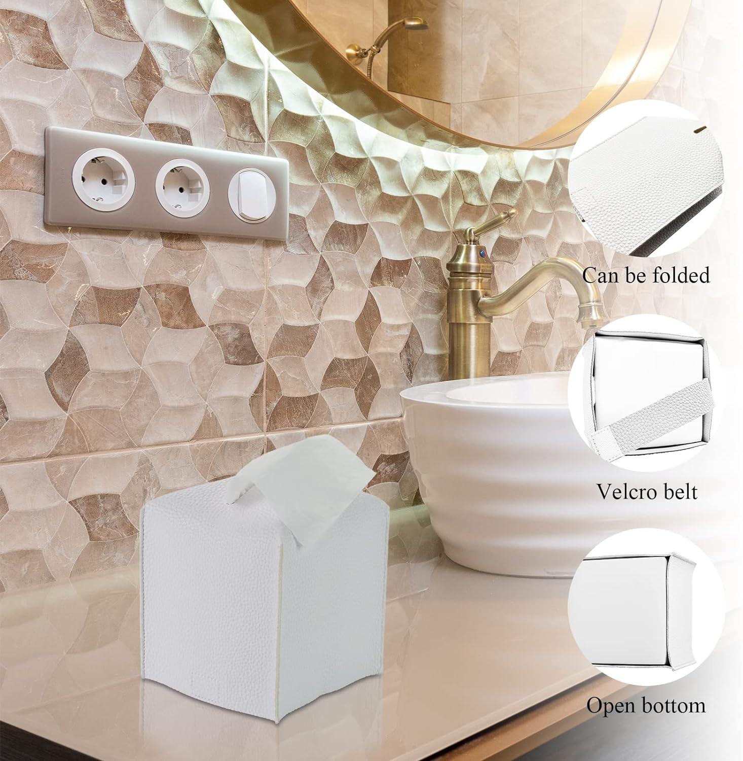 Bathroom Accessory Set - 10 PCS White Bathroom Accessories Sets Complete with Trash Can, Toothbrush Holder, Soap Dispenser, Soap Dish, Toilet Brush & Holder, Vanity Tray, Qtip Holder, Tissue Box Cover