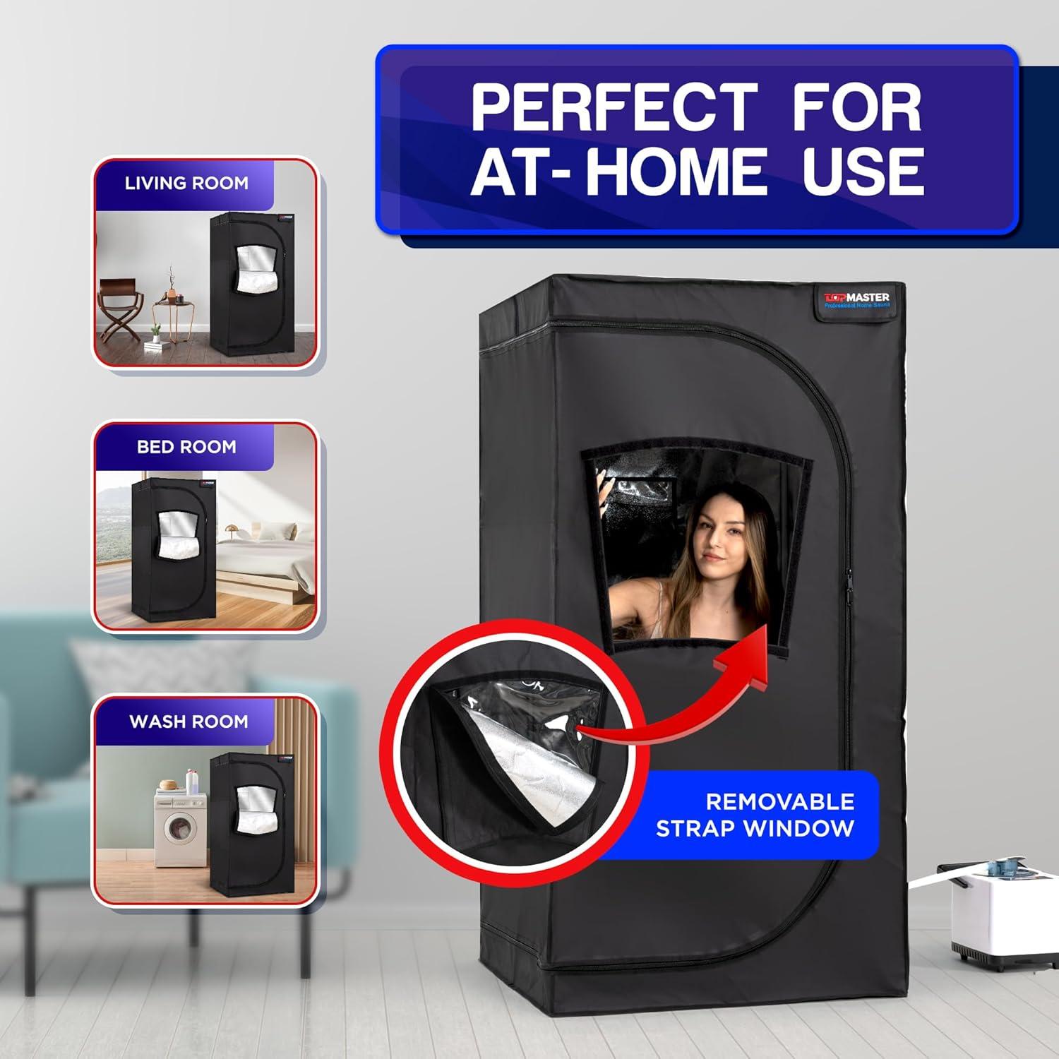 Portable Sauna Steam Tent, Full Size Home Personal Sauna Box Steam Room, Large 3 Liter 1000W Generator, Folding Chair, 9 Levels,