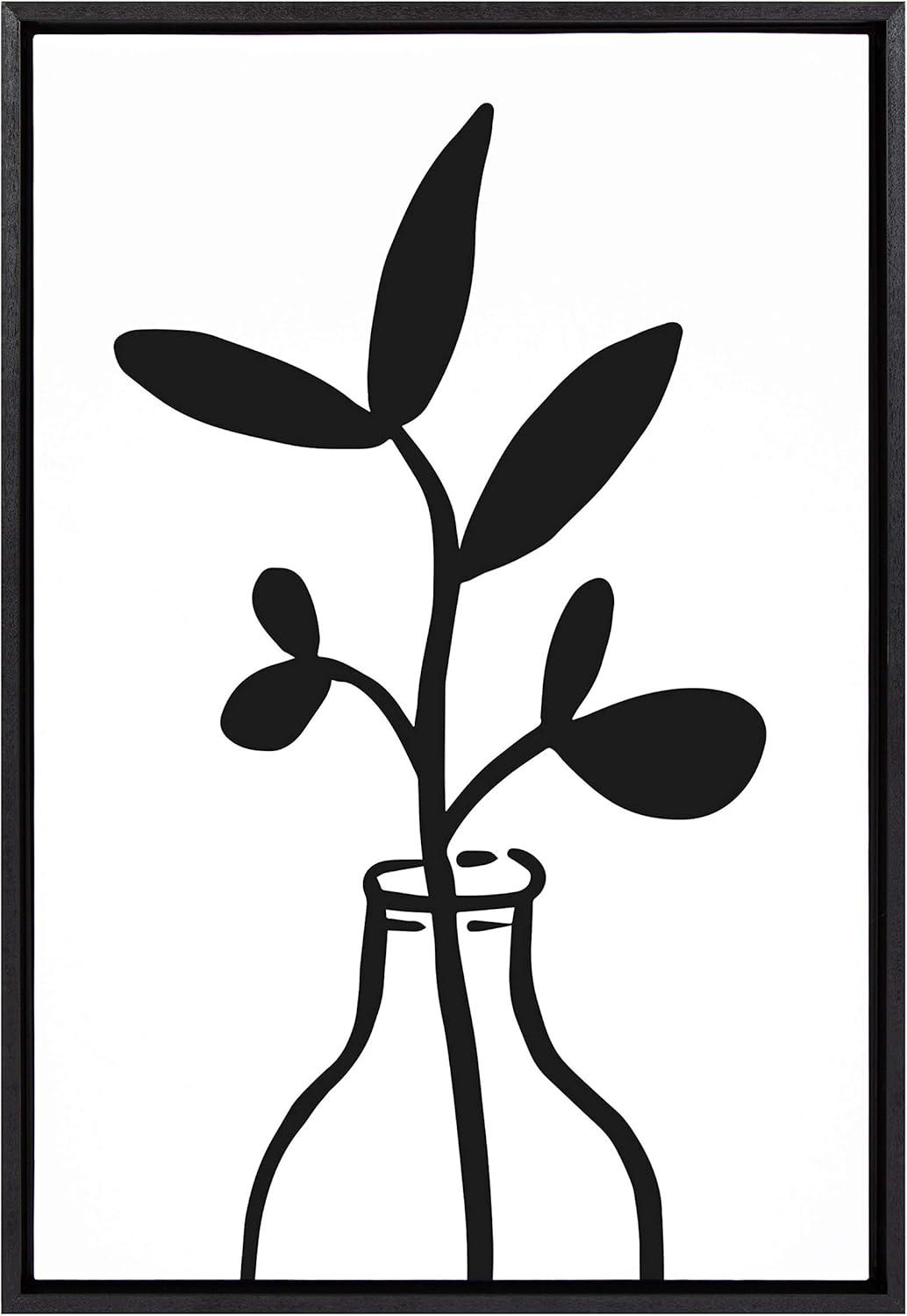 23" x 33" Sylvie Modern Botanical Vase Framed Canvas by the Creative Bunch Studio Black - Kate & Laurel All Things Decor