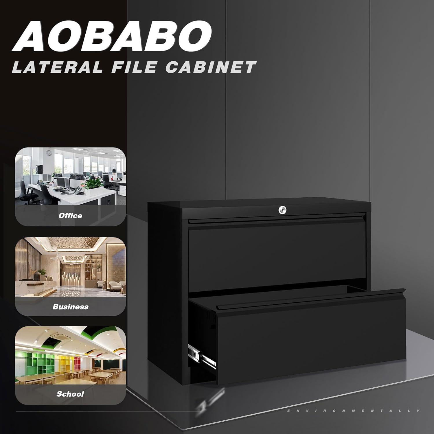 AOBABO Locking Metal Office Storage Organization Filing Cabinet with Adjustable File Hanging Bar and 2 Keys