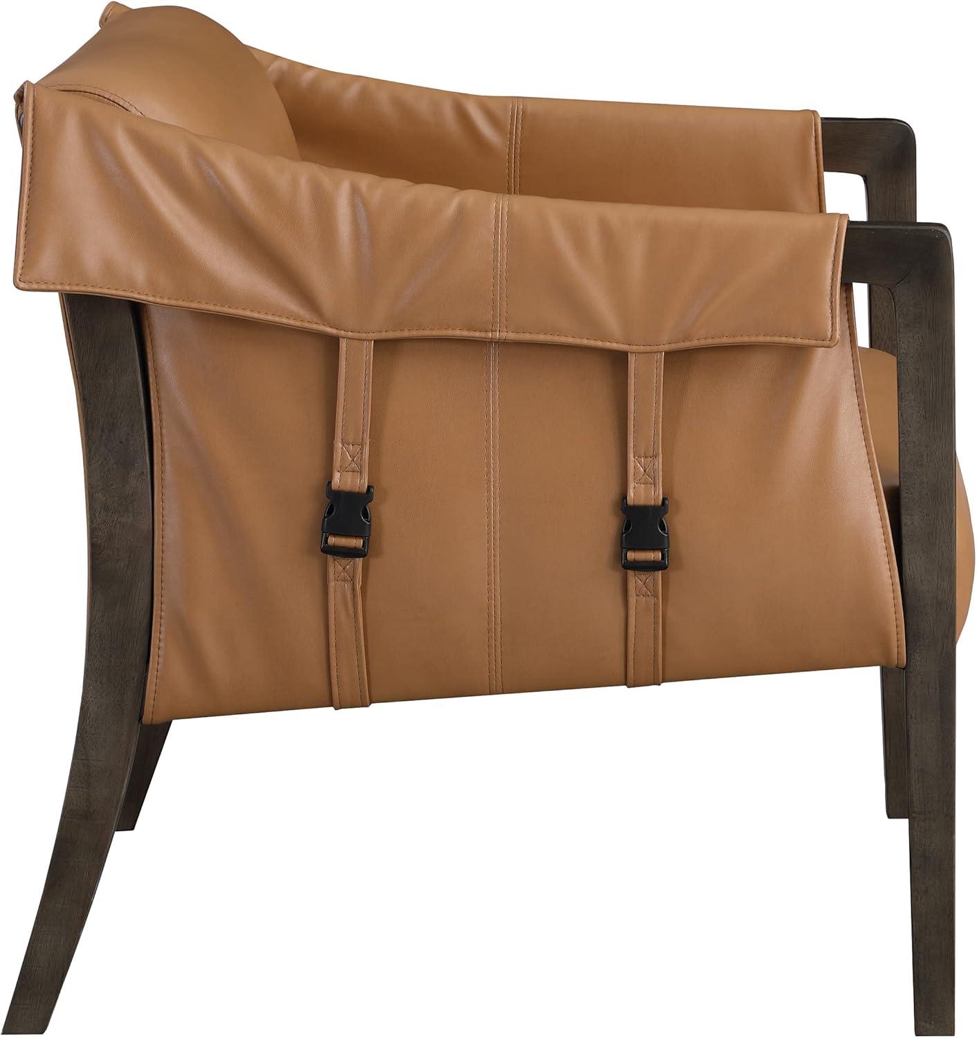 Parkfield Accent Chair in Camel Brown Faux Leather with Walnut Frame