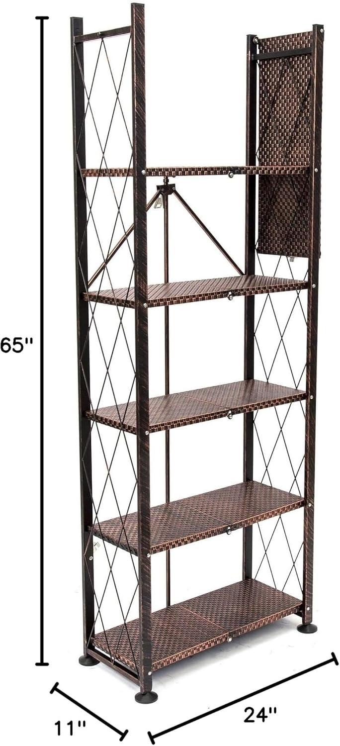 Origami 6 Tier Classic Stamped Steel Bookcase Organizer Storage Rack