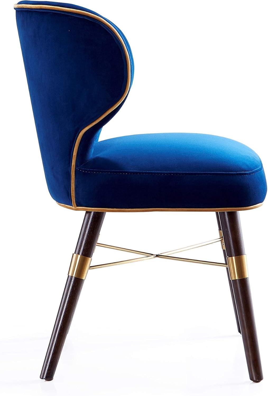 Modern Strine Dining Chair Upholstered in Velvet and Leatherette with Solid Wood Legs in Dark Taupe - Set of 2