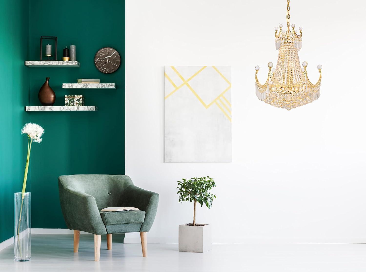 8949 Corona Collection Chandelier D:20in H:28in Lt:9 Gold Finish (Royal Cut Crystals)
