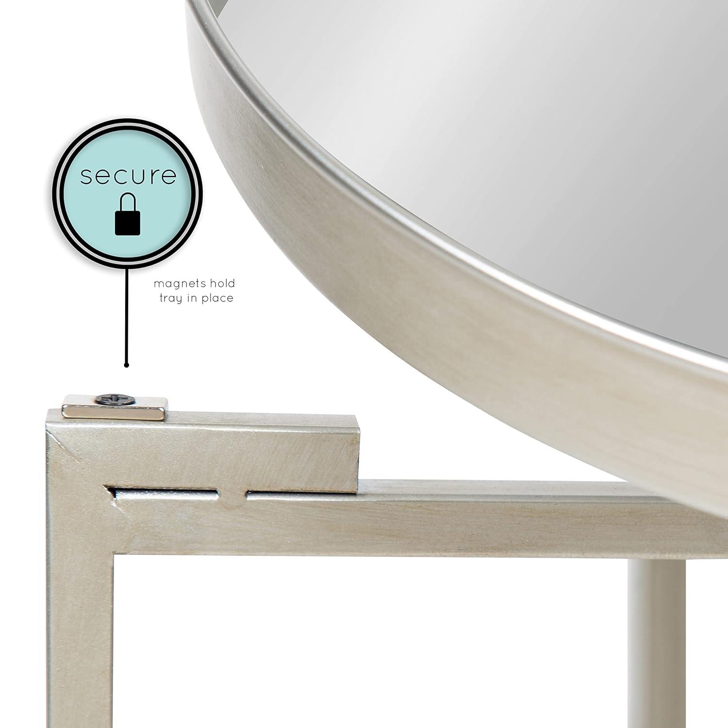 Kate and Laurel Celia Round Metal Tea Table, 14x14x25.75, Gray