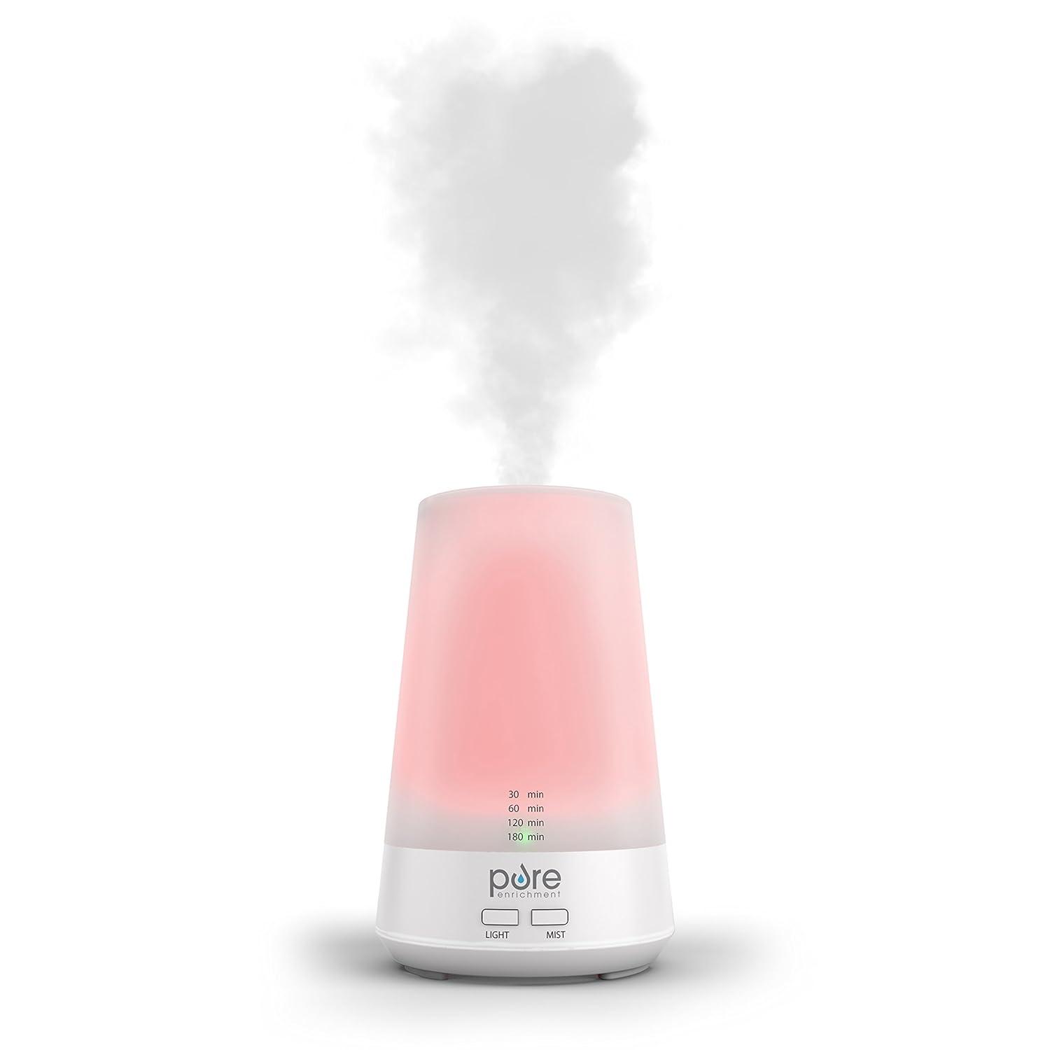 PureSpa Essence Aromatherapy Oil Diffuser – All-Natural Air Freshener with Optional Color-Changing Mood Light and Automatic Shut-Off Timer for Safe Home & Office Use