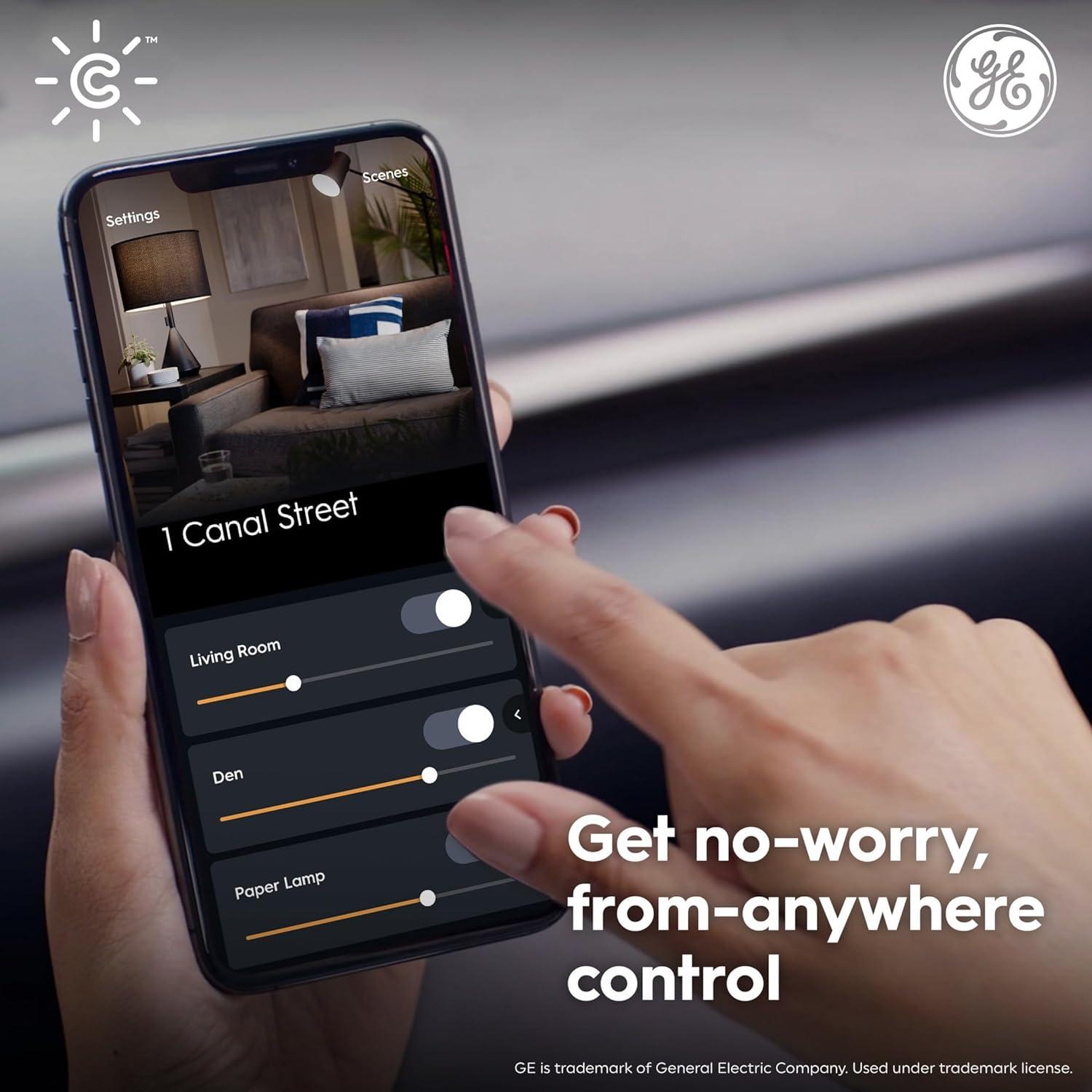 GE CYNC Smart LED Light Bulbs, G25 Globe Bulb, Room Décor Aesthetic, Color Changing Light Bulbs, 60W Equivalent, Works with Amazon Alexa and Google Home (2 Pack)