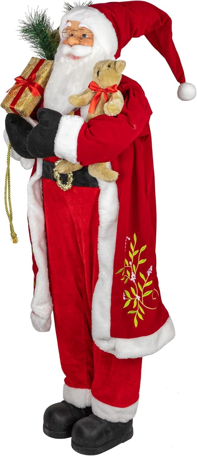 Northlight 48" Santa Claus with Teddy Bear and Gift Sack Standing Christmas Figure