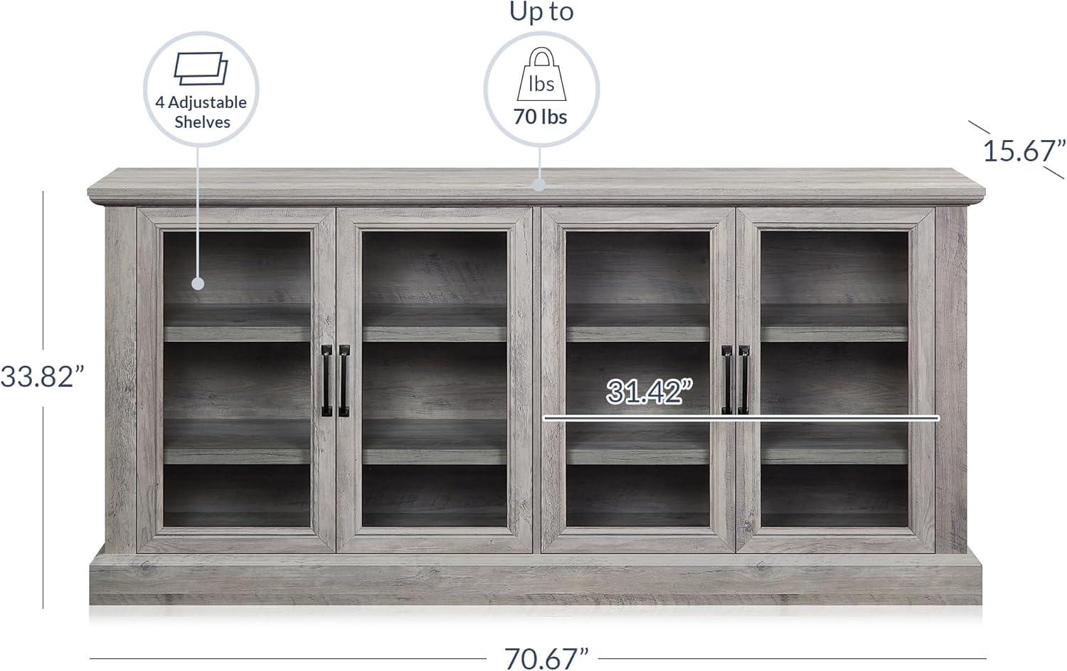 BELLEZE Modern Farmhouse Wood Sideboard Buffet - Liam (Gray Wash)