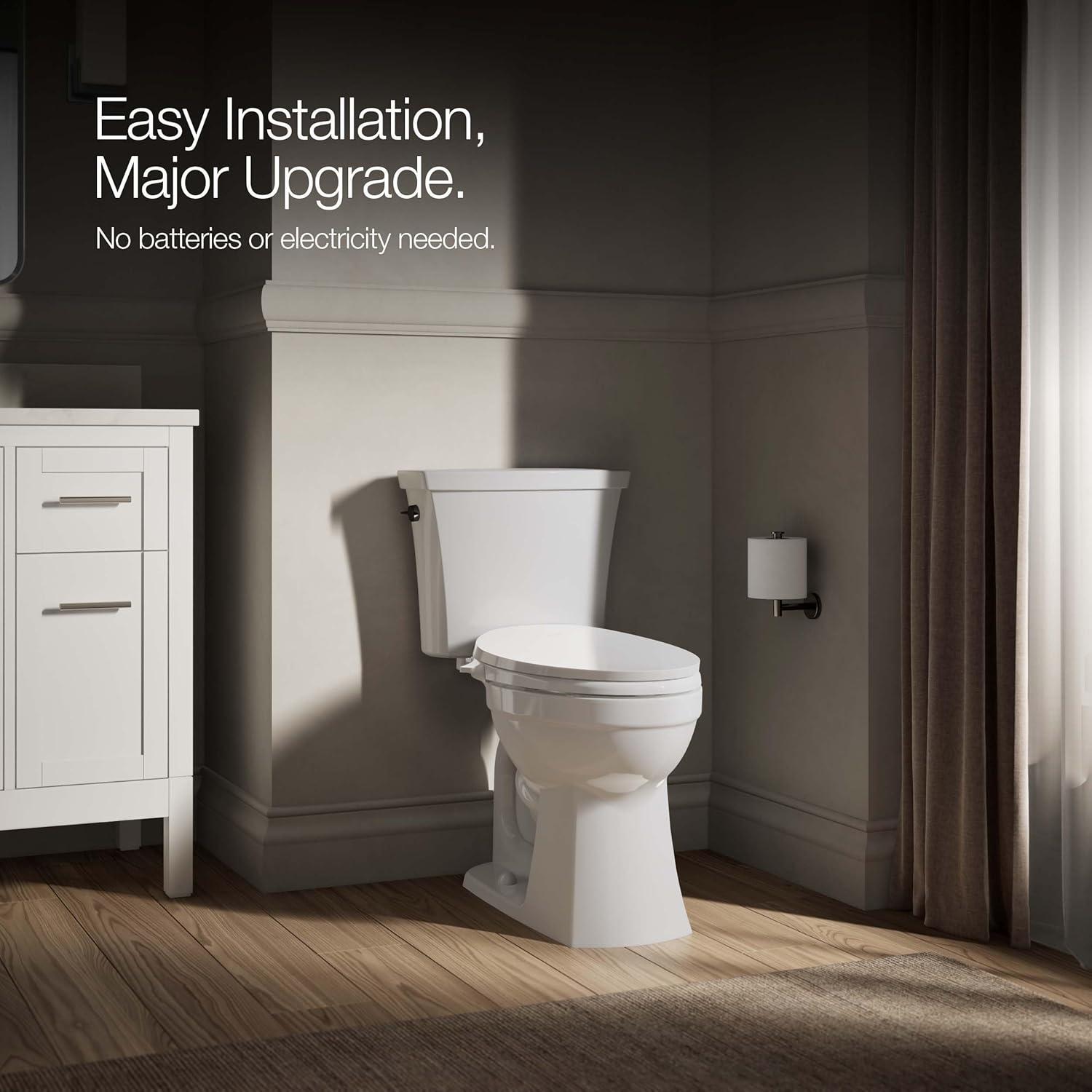 Purewash M300 Elongated Manual Bidet Toilet Seat, Non-Electric Bidet with Adjustable Bidet Sprayer