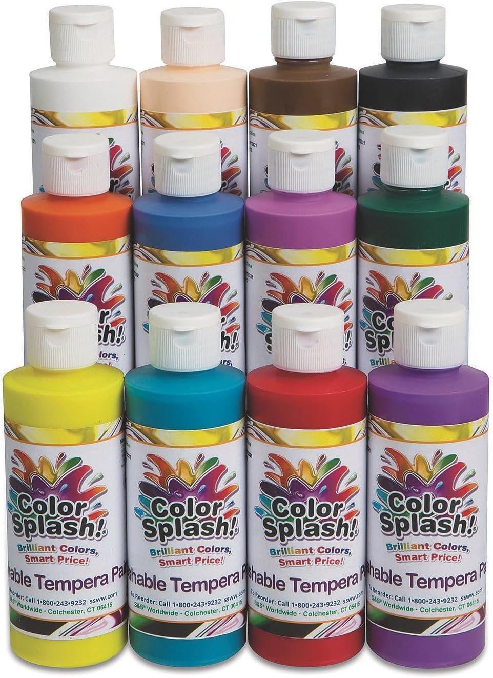 Color Splash! 8 oz. Multicolor Washable Tempera Paint Set