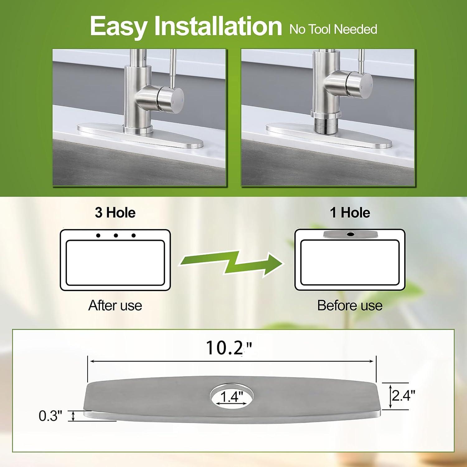 10-Inch Escutcheon Hole Covers In Stainless Steel , Suitable For 1 Or 3-Hole Bathroom Or Kitchen Sink Faucets